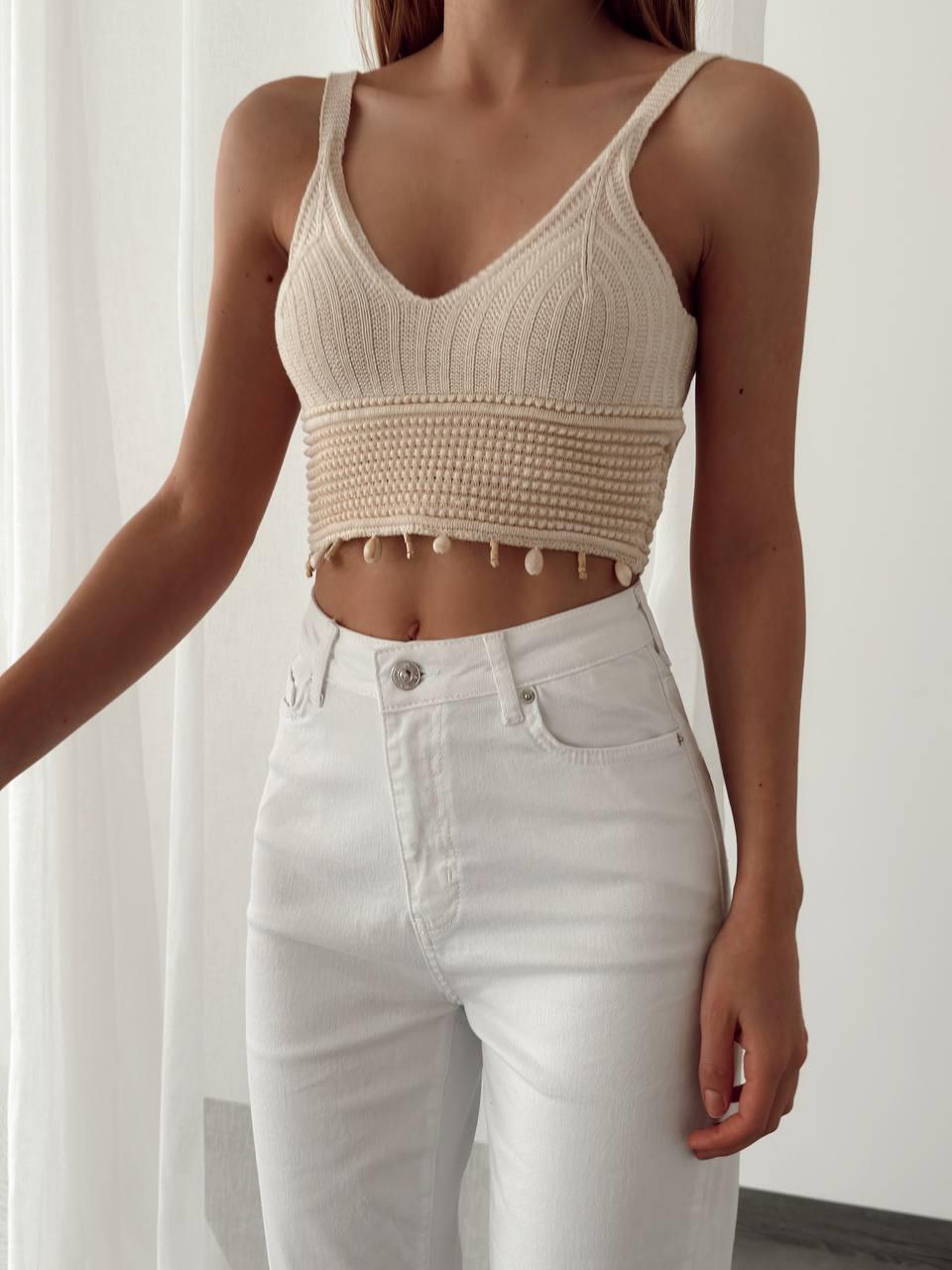 High Waist Regular Cut White Mom Jeans