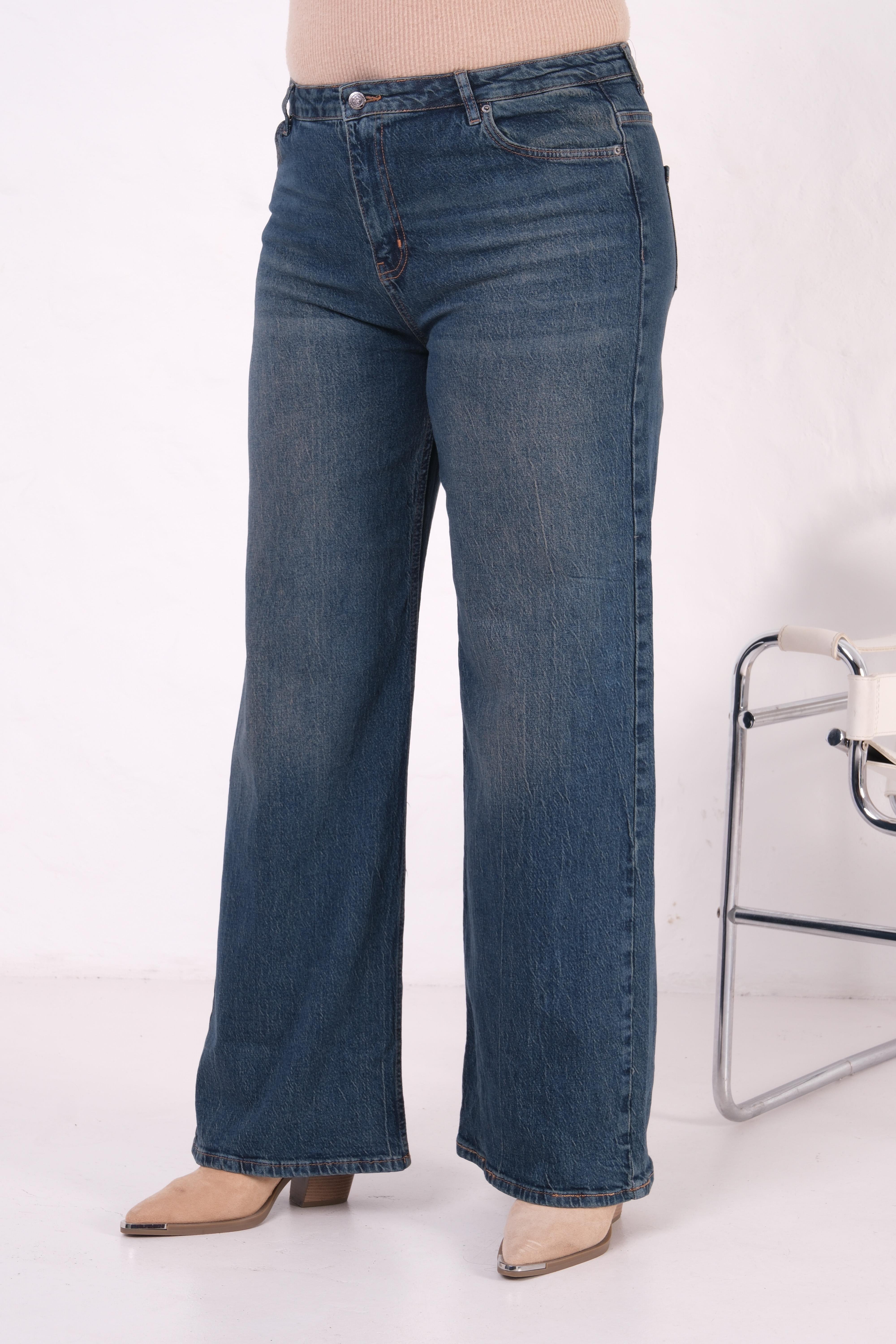 LACARINOYüksek Bel Battal Kesim İspanyol Paça Kahve Tint Jean Pantolon