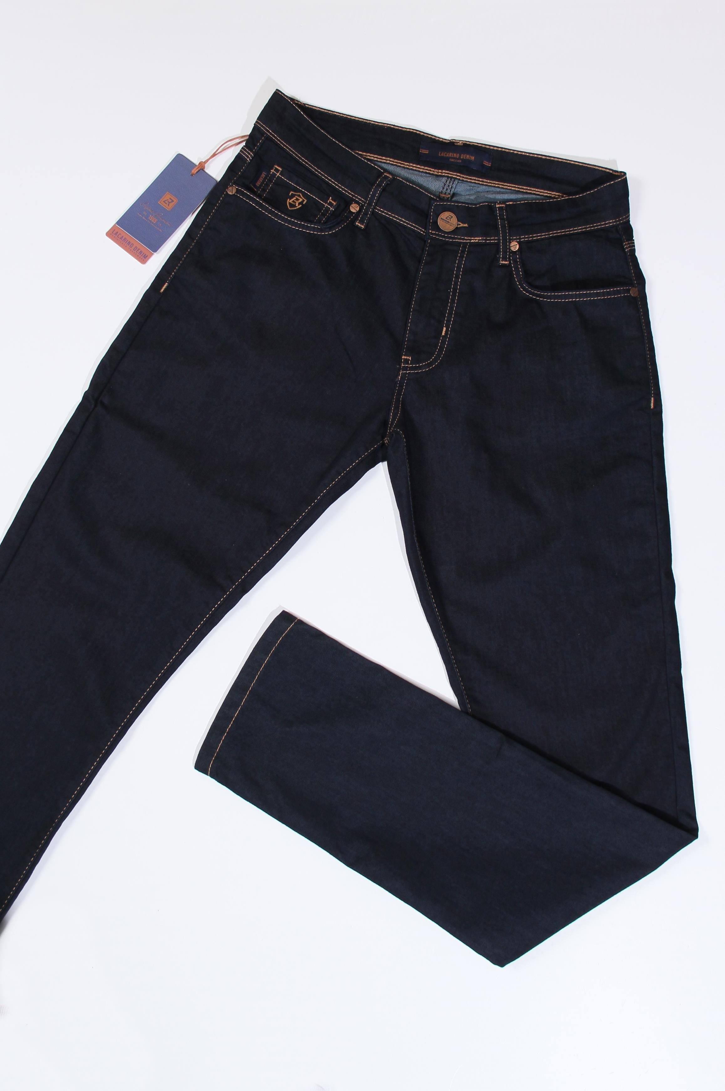LACARINONarrow Leg High Waist Navy Blue Jeans