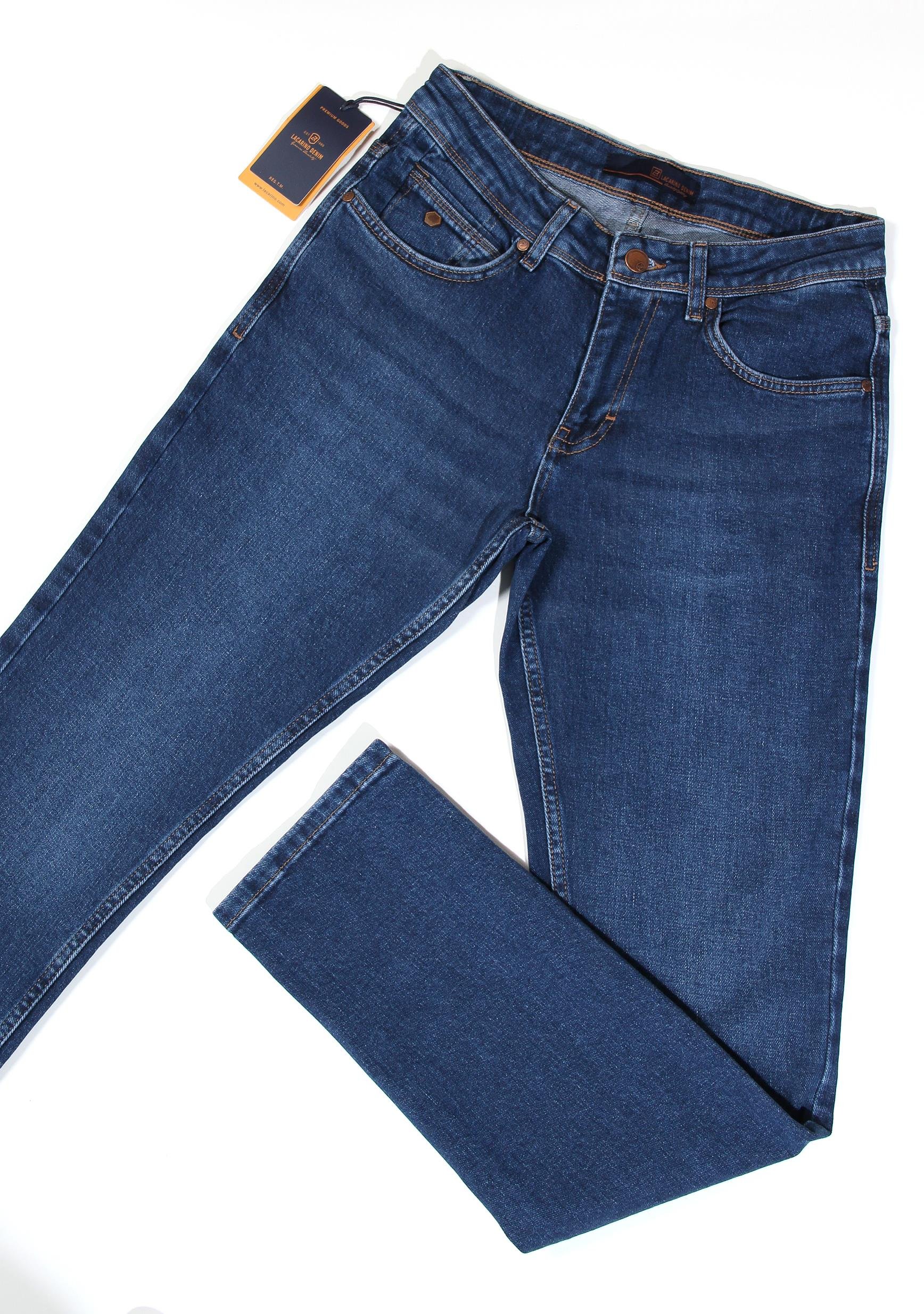 LACARINOErkek Yüksek Bel Dar Paça Charp Blue Jean Pantolon