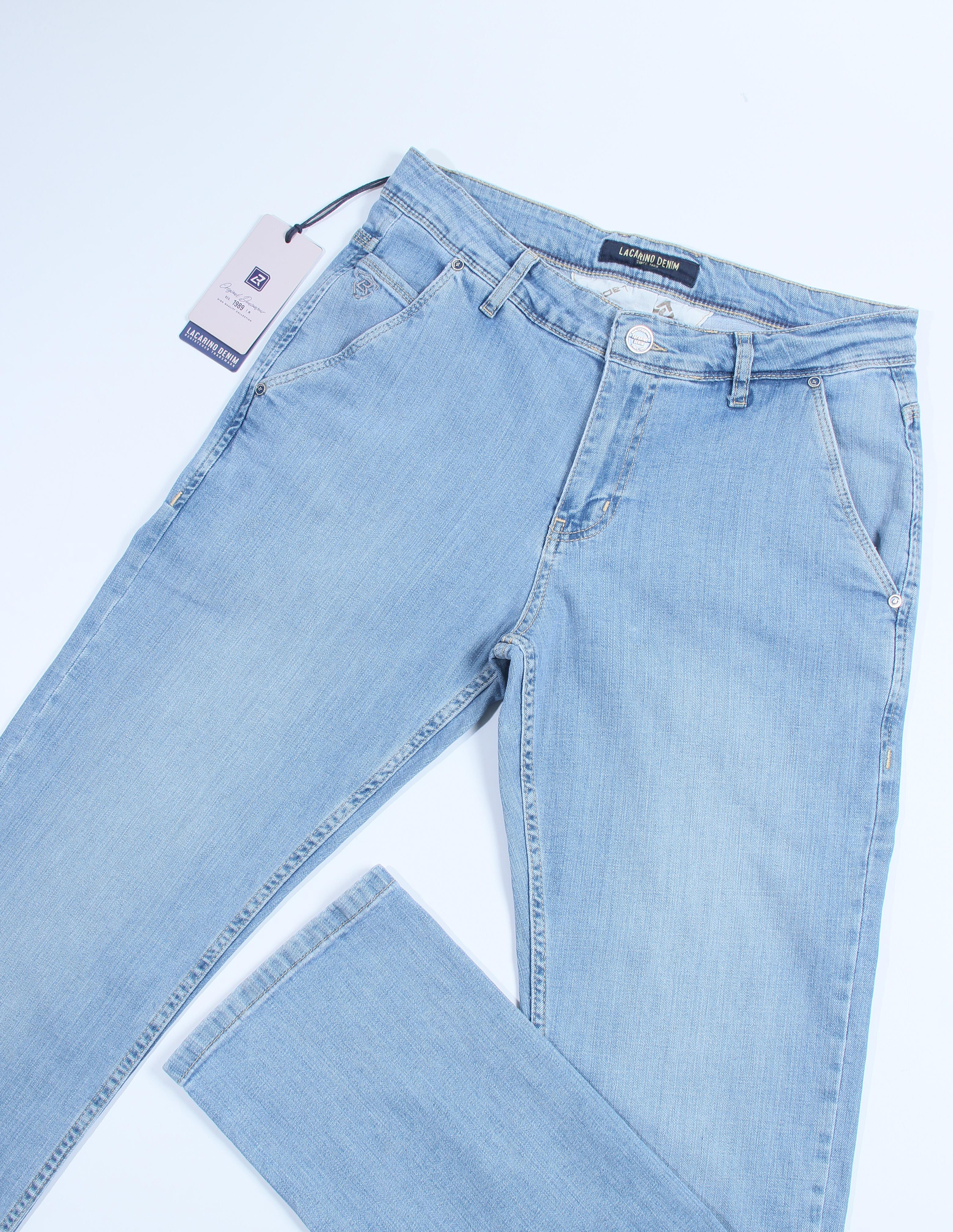 High Waist Half Pipe Leg Light Blue Jeans