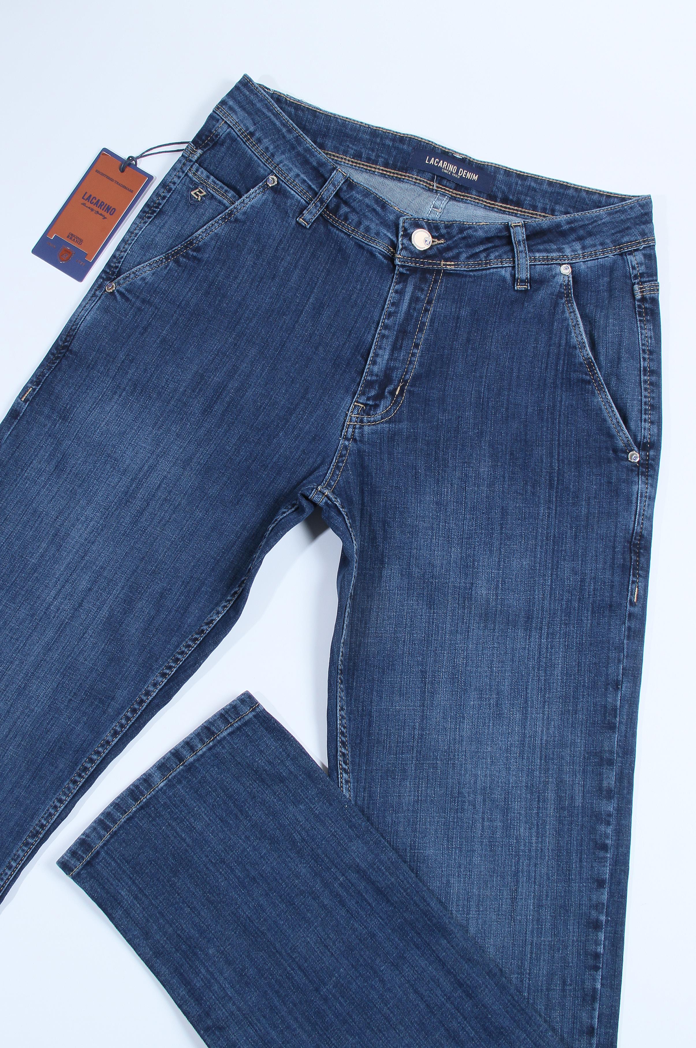 High Waist Half Pipe Leg Men's Dark Blue Jeans
