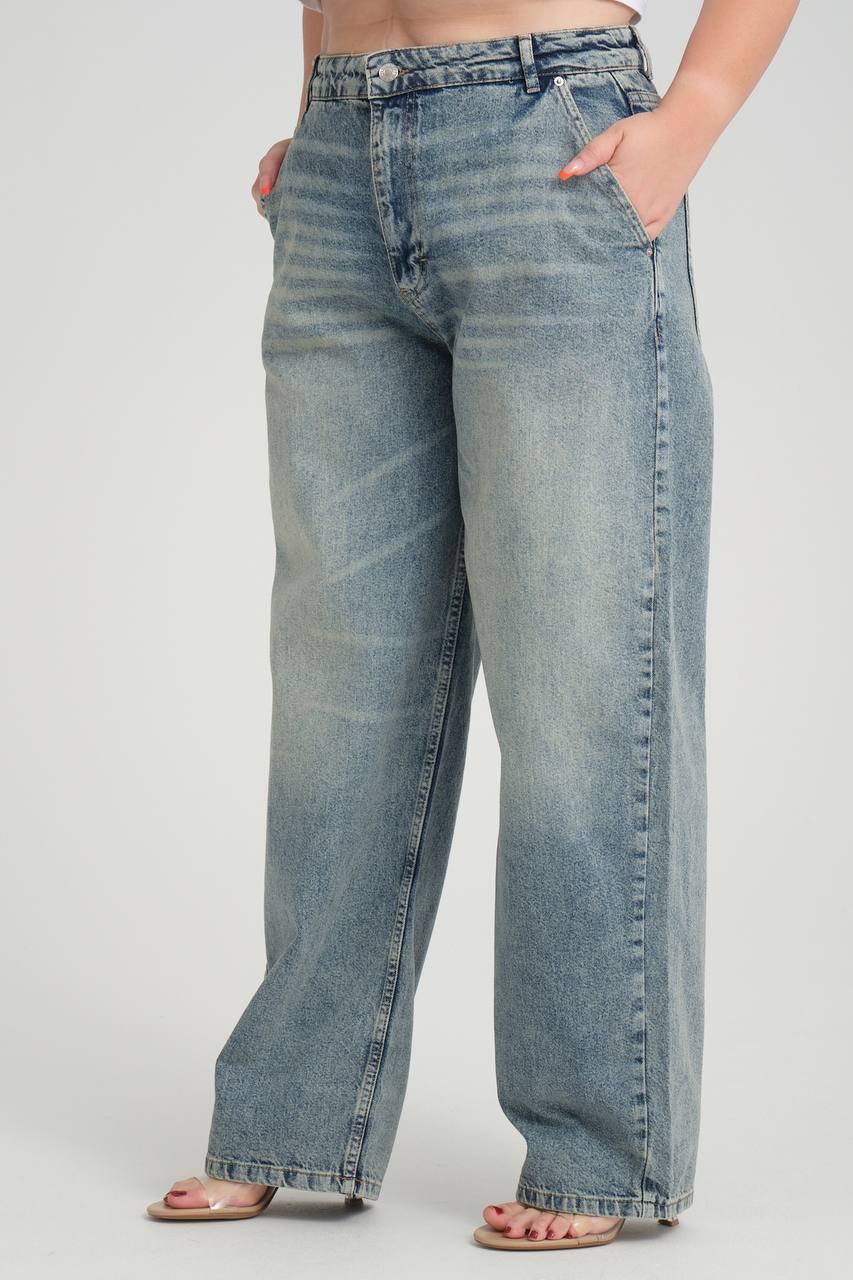 High Waist Loose Fit Blue Tint Skater Jeans