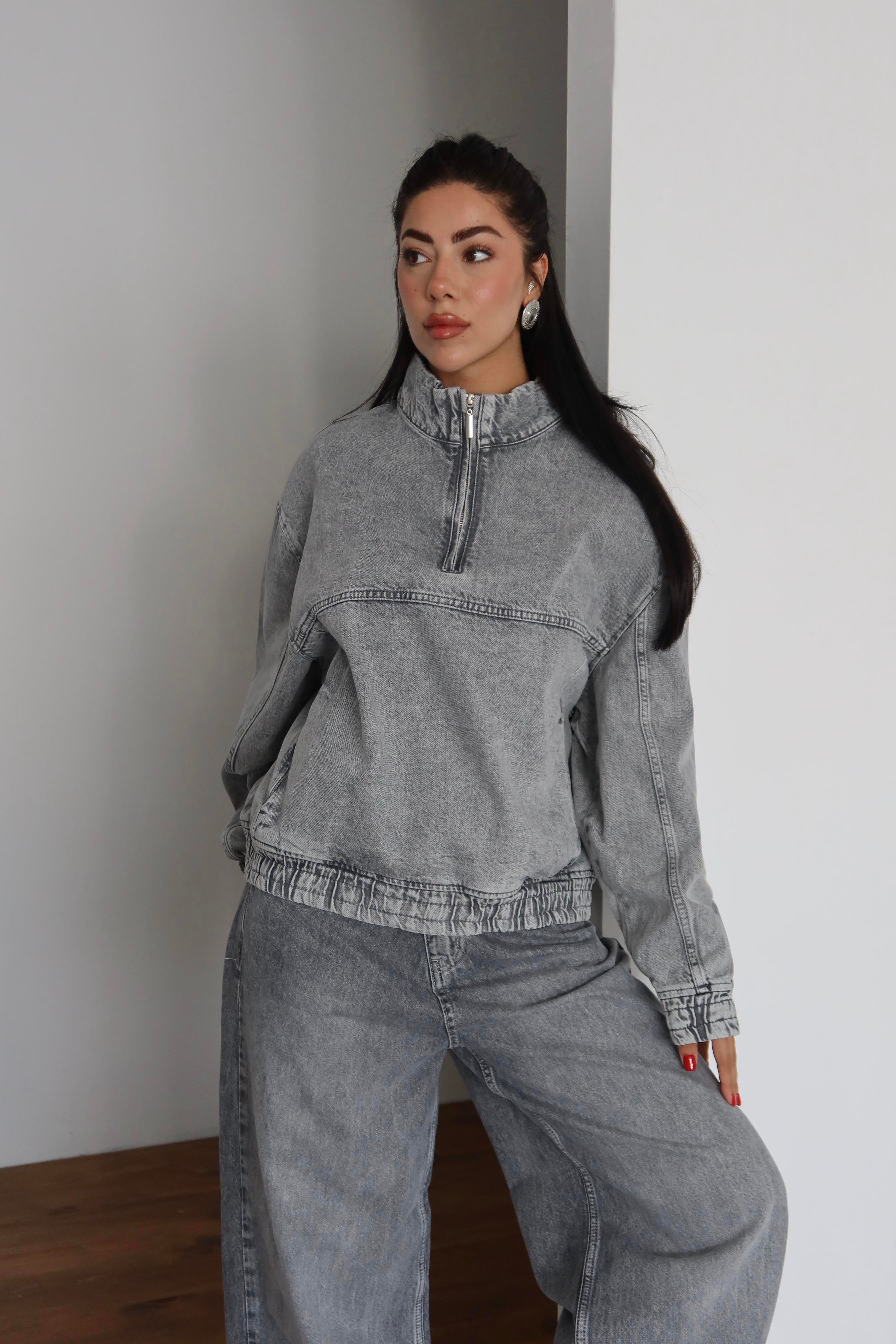 LACARINOYaka Fermuar Detaylı Unisex Sweatshirt