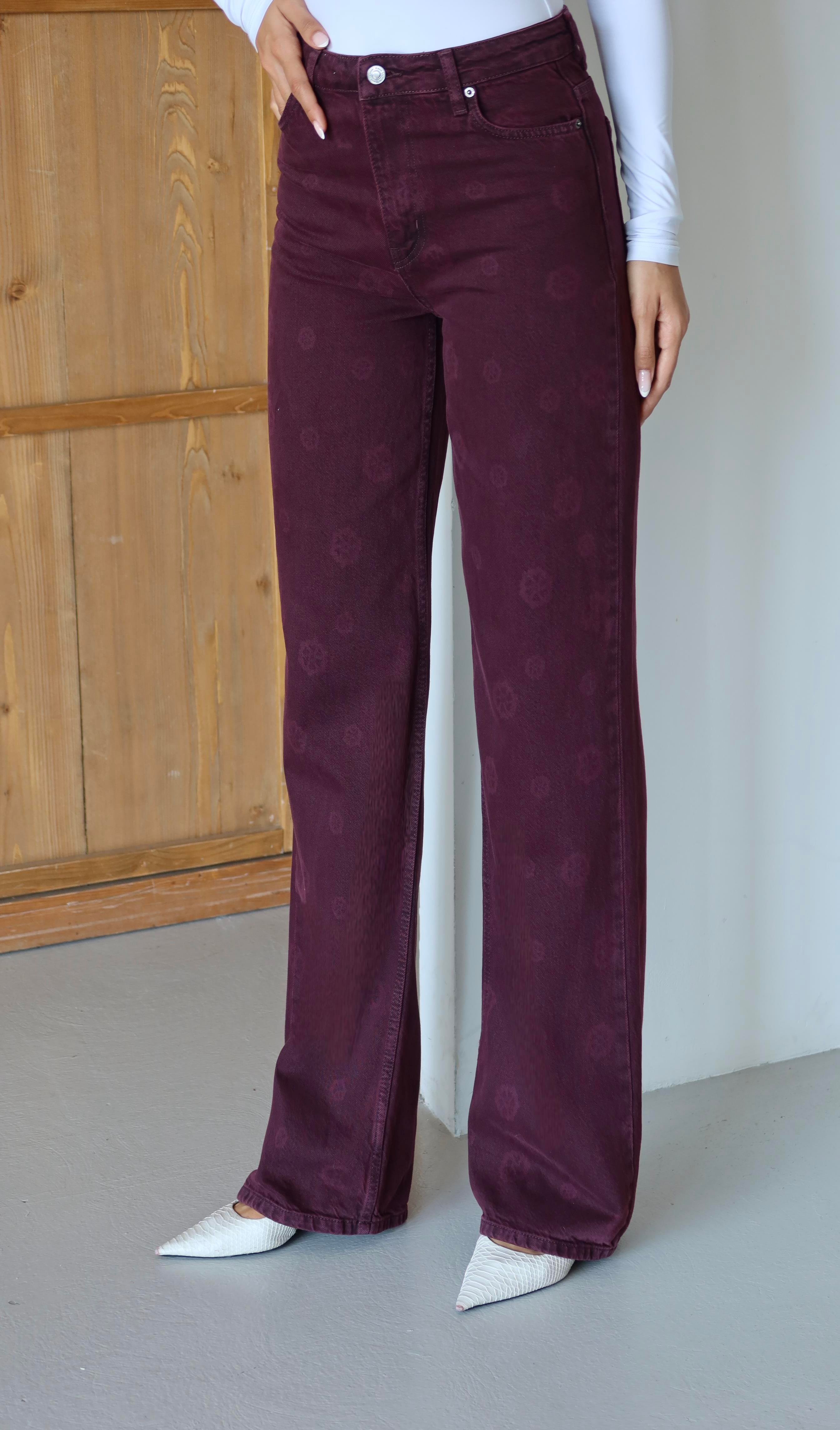 LACARINOBP  BORDO  34/42  ÇİÇEK BASKILI