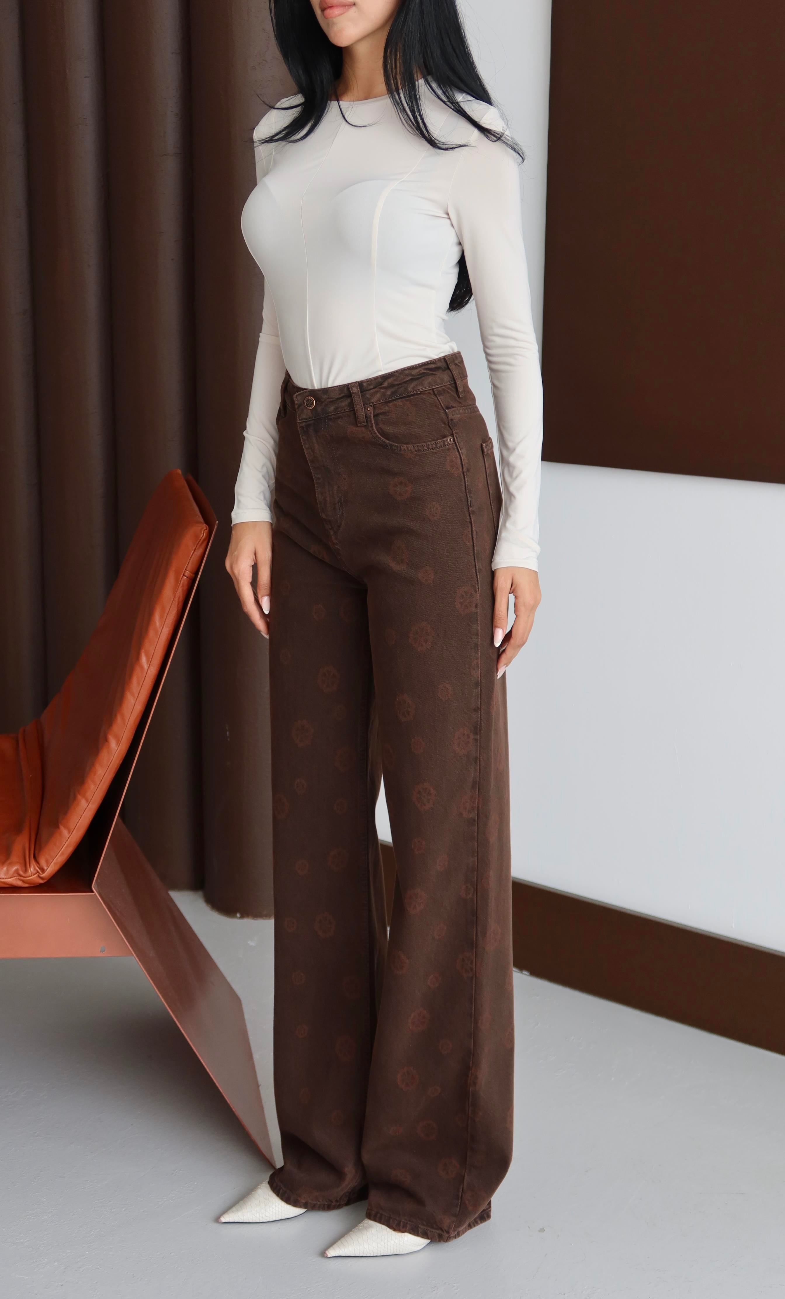 LACARINOBP KAHVE 34/42 ÇİÇEK DESENLİ