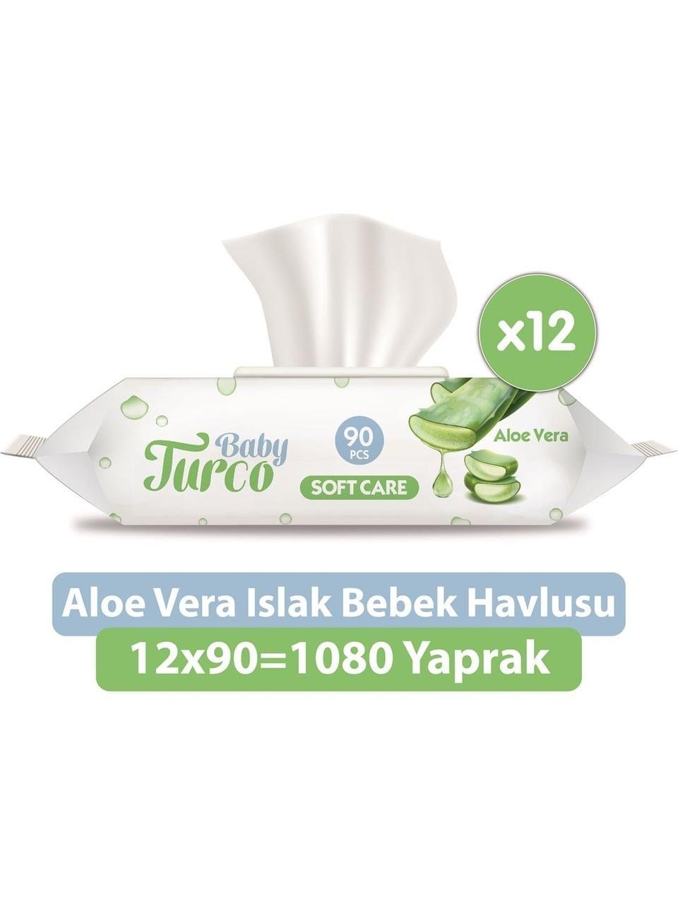 Baby Turco Baby Turco Softcare Aloe Vera Islak Bebek Havlusu 12x90 1080 Yaprak