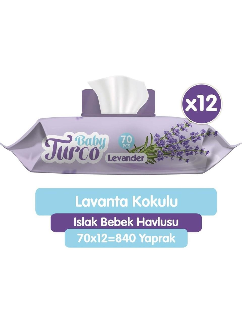 Baby Turco Lavanta Kokulu Islak Bebek Havlusu 12 x 70 Adet