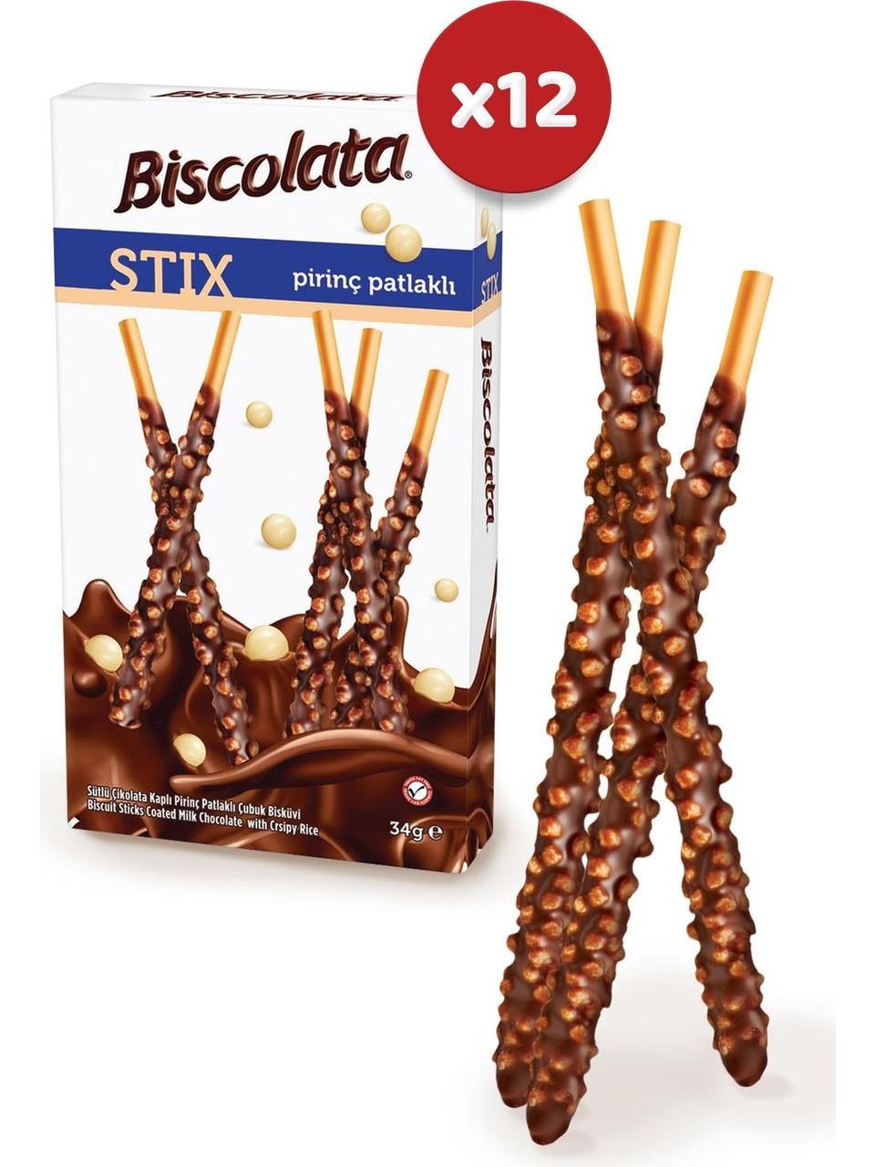 Biscolata Stix Pirinç Patlaklı 34 gr x 12 Adet