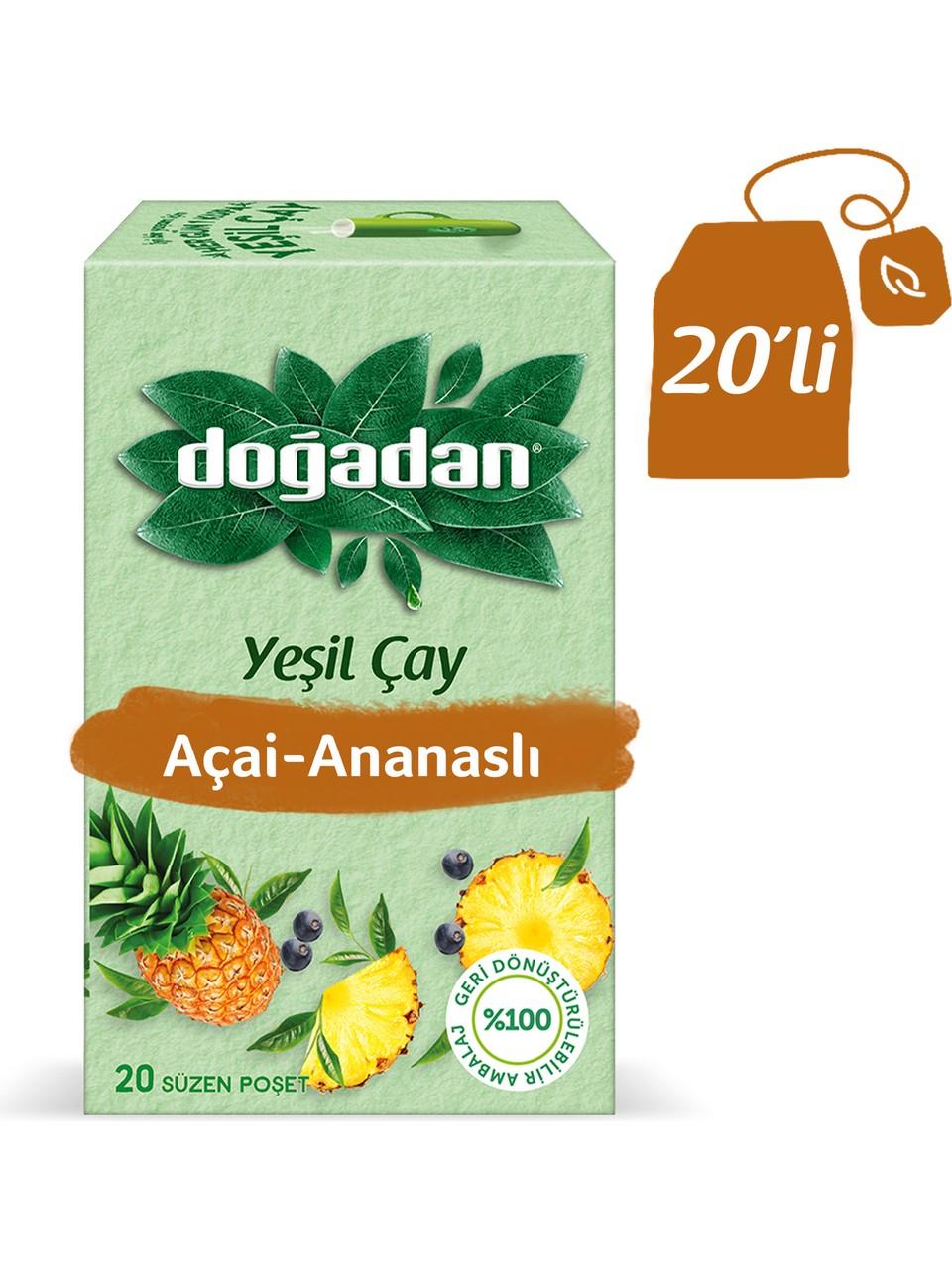 Doğadan Yeşilçay Açai Ananas Bitki Çayı 20li
