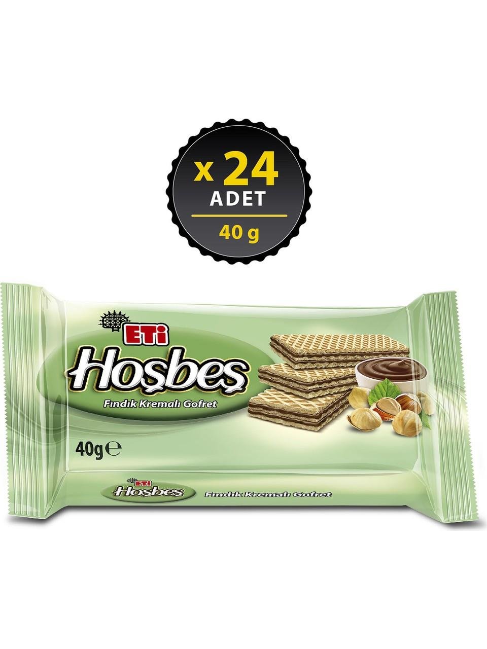 Eti Hoşbeş Fındık Kremalı Gofret 40 g x 24 Adet