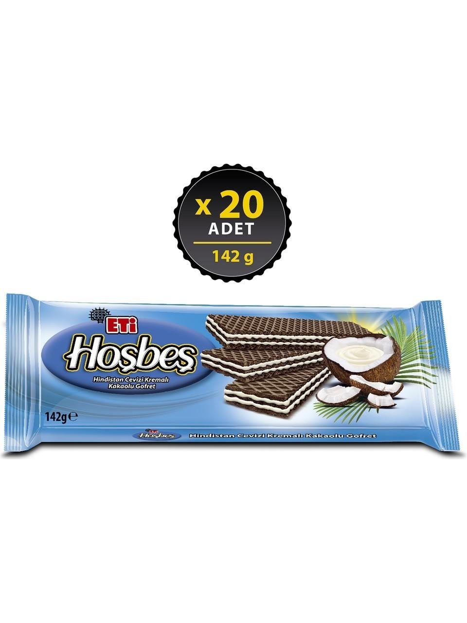 Eti Hoşbeş Hindistan Cevizi Kremali Gofret 142 g x 20 Adet