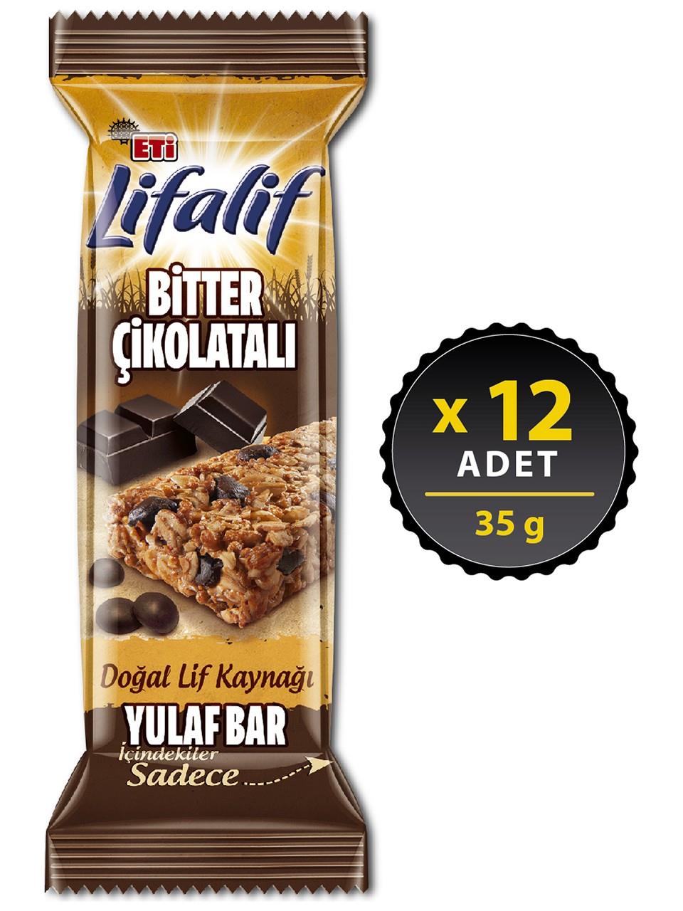 Eti Lifalif Bitter Çikolatalı Yulaf Bar 35 g x 12 Adet