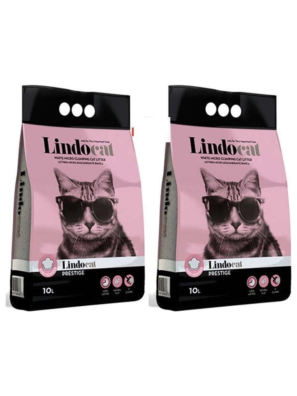 Lindo Cat Pudra Kokulu Parfümlü Bentonit Topaklanan Ince Taneli Kedi Kumu 10 Lt 2 Adet