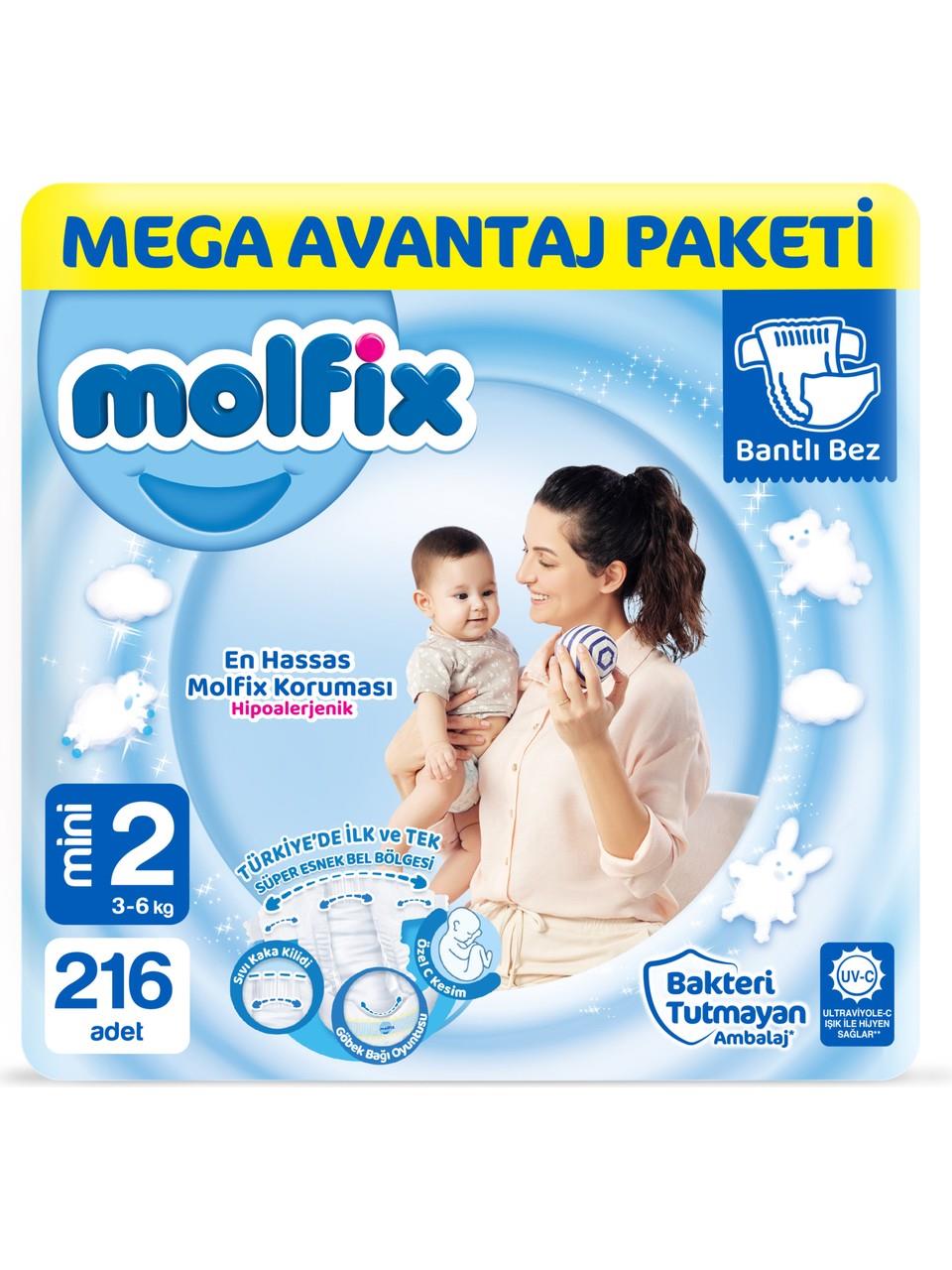 Molfix Bebek Bezi 2 Beden Mini Mega Avantaj Paketi 216 Adet
