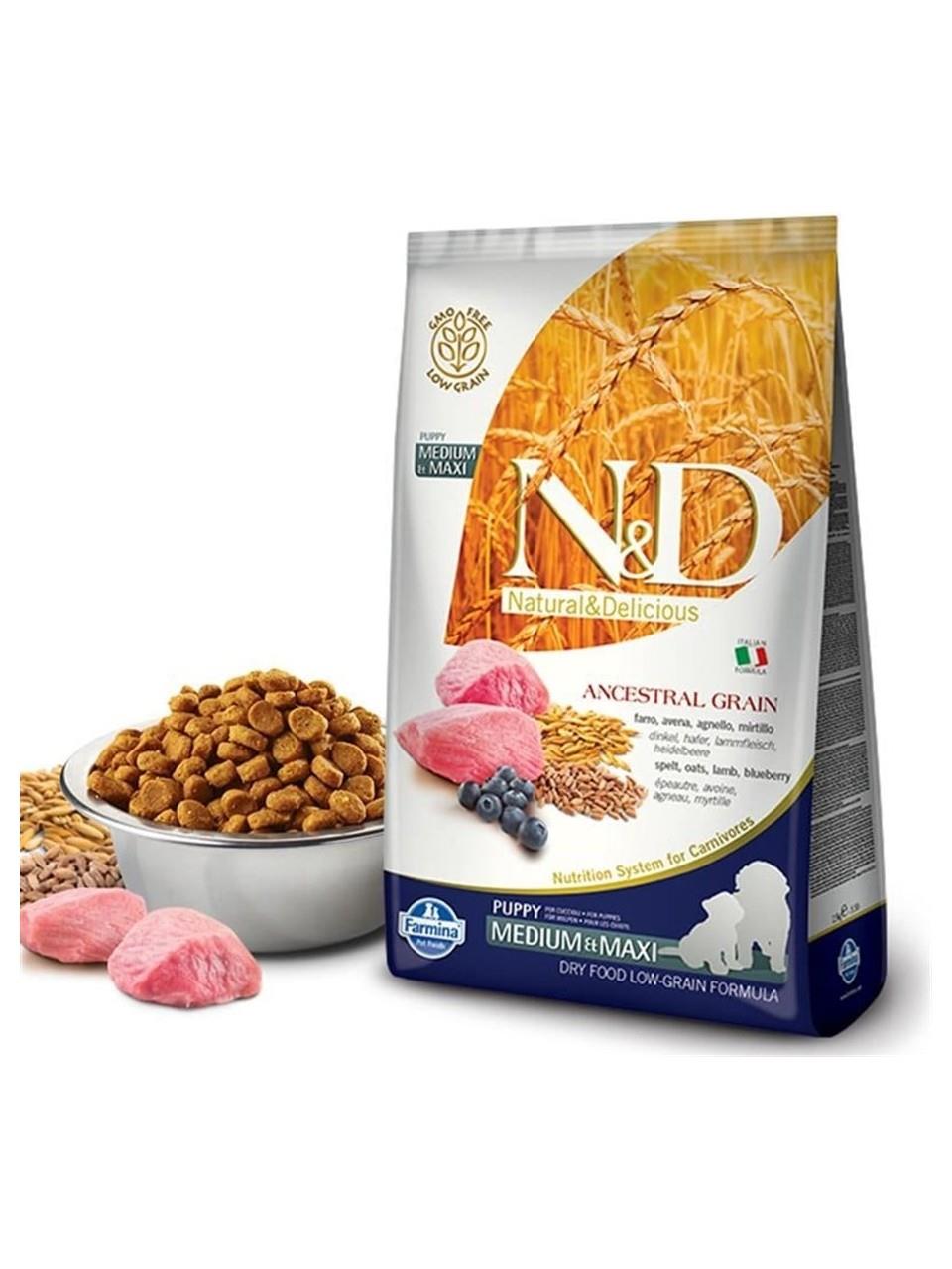 N&D Düşük Tahıllı Kuzu Etli Yaban Mersinli Puppy Yavru Köpek Maması 12 Kg
