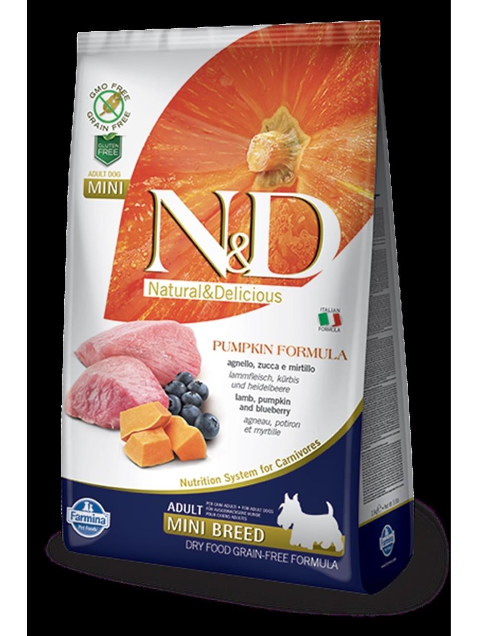 N&D Pumpkin Tahılsız 2,5 kg Bal Kabaklı Kuzu Etli Yaban Mersinli Küçük Irk Yetişkin Köpek Maması