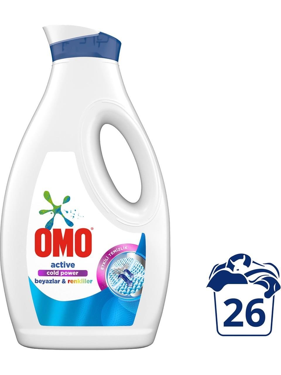 Omo Sıvı Active Cold Power Beyazlar ve Renkliler İçin Çamaşır Deterjanı 1690 ml