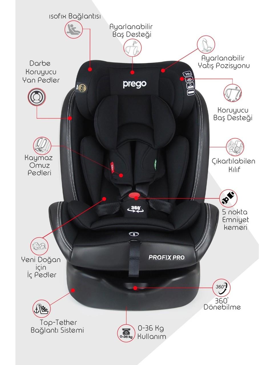 Prego Profix 0-36 kg 360 ° Dönebilen İsofix'li Oto Koltuğu