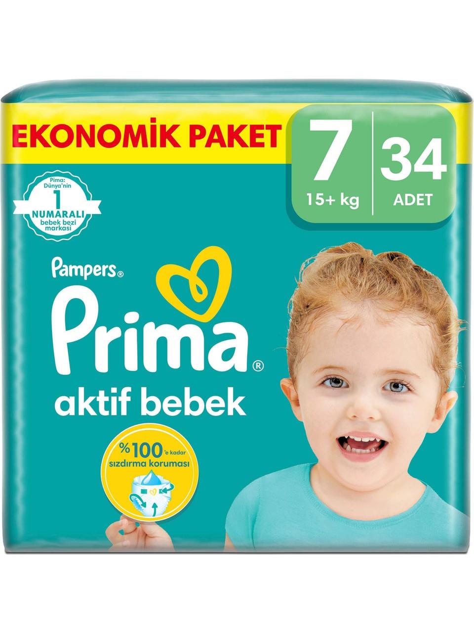Prima Bebek Bezi Aktif Bebek 7 Beden 34 Adet XX Large Fırsat Paketi