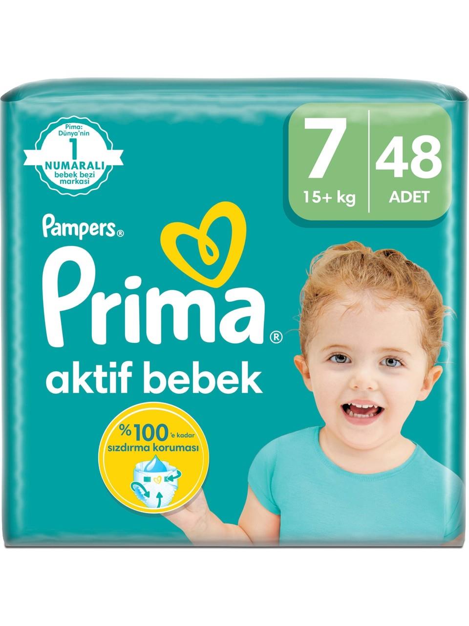 Prima Bebek Bezi Aktif Bebek 7 Beden 48 Adet XX Large Mega Fırsat Paketi