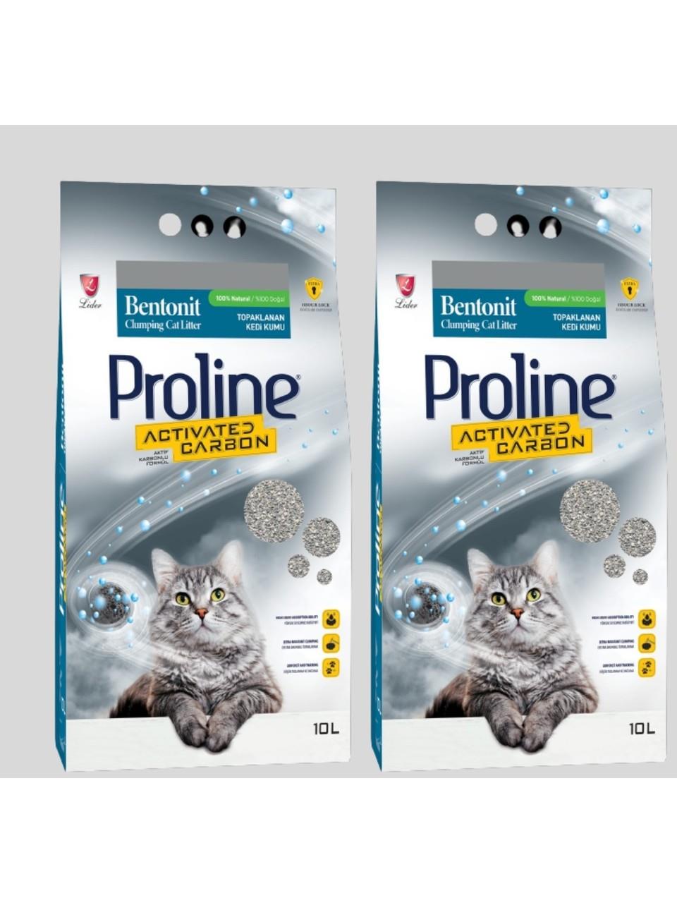 Pro Line Aktif Karbonlu Topaklanan Kedi Kumu 10LT 2 Adet