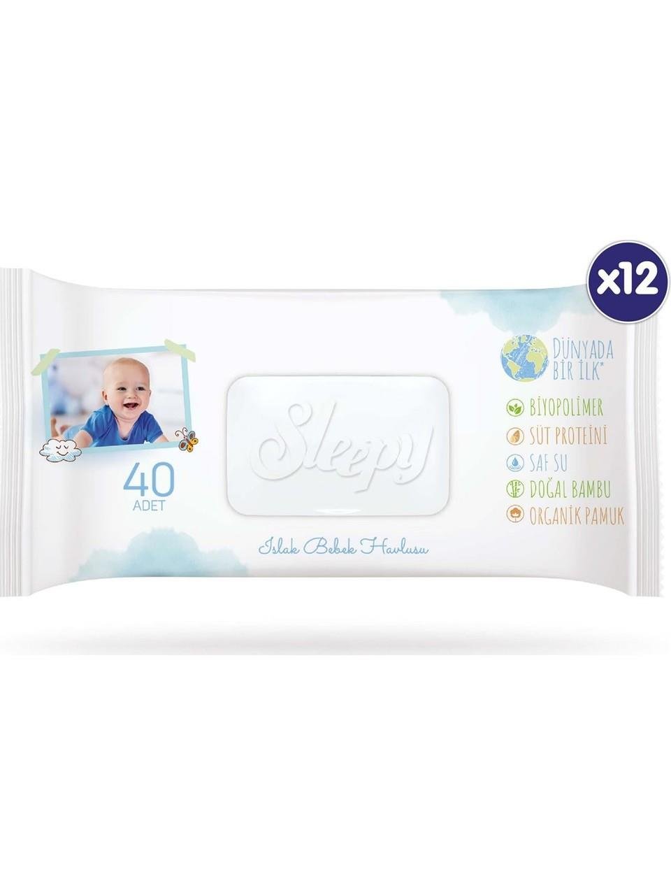 Sleepy Bio Natural Islak Havlu 12 x 40 (480 Yaprak)