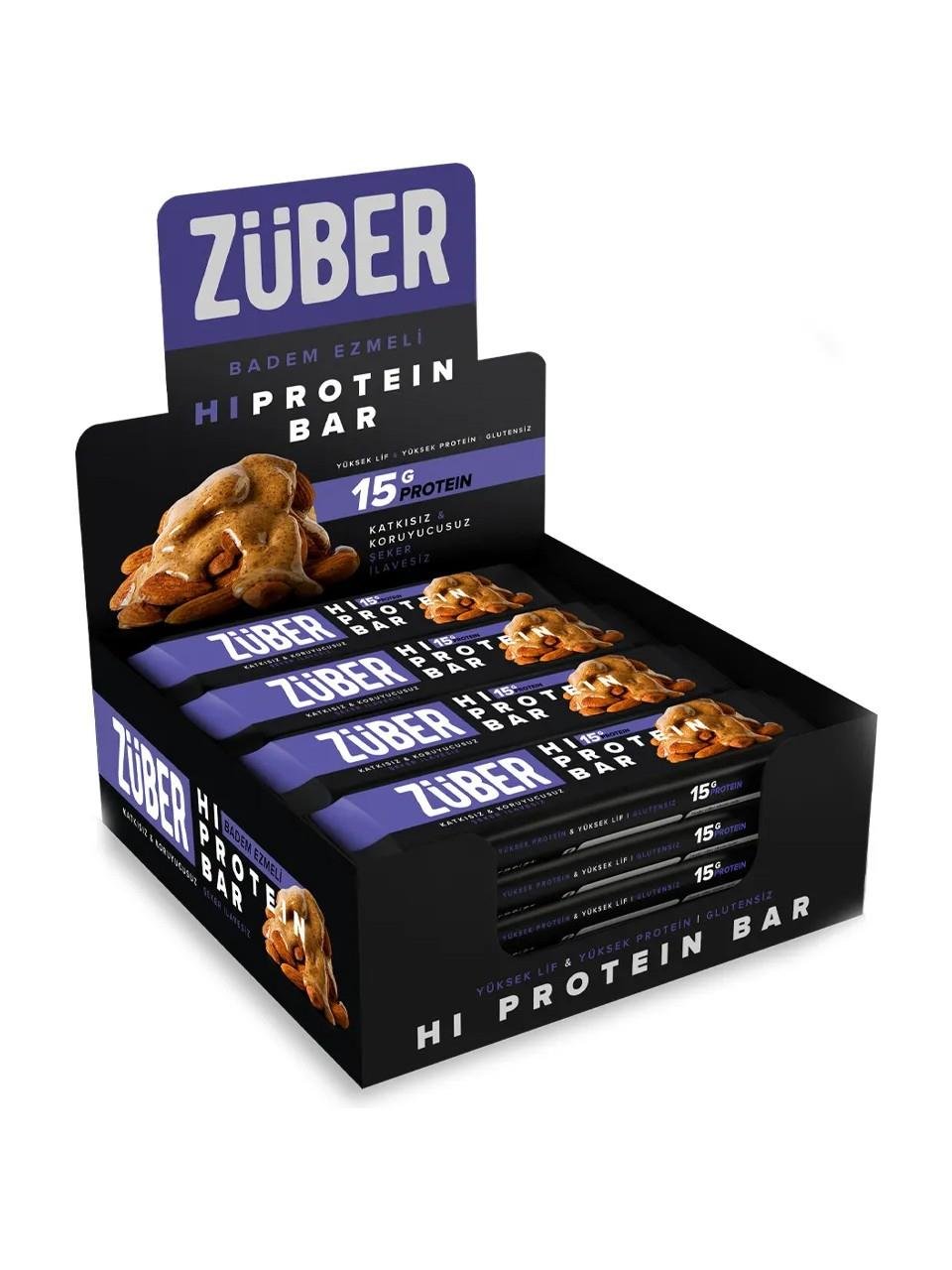 Züber Badem Ezmeli Yüksek Protein Bar 12 x 45 gr
