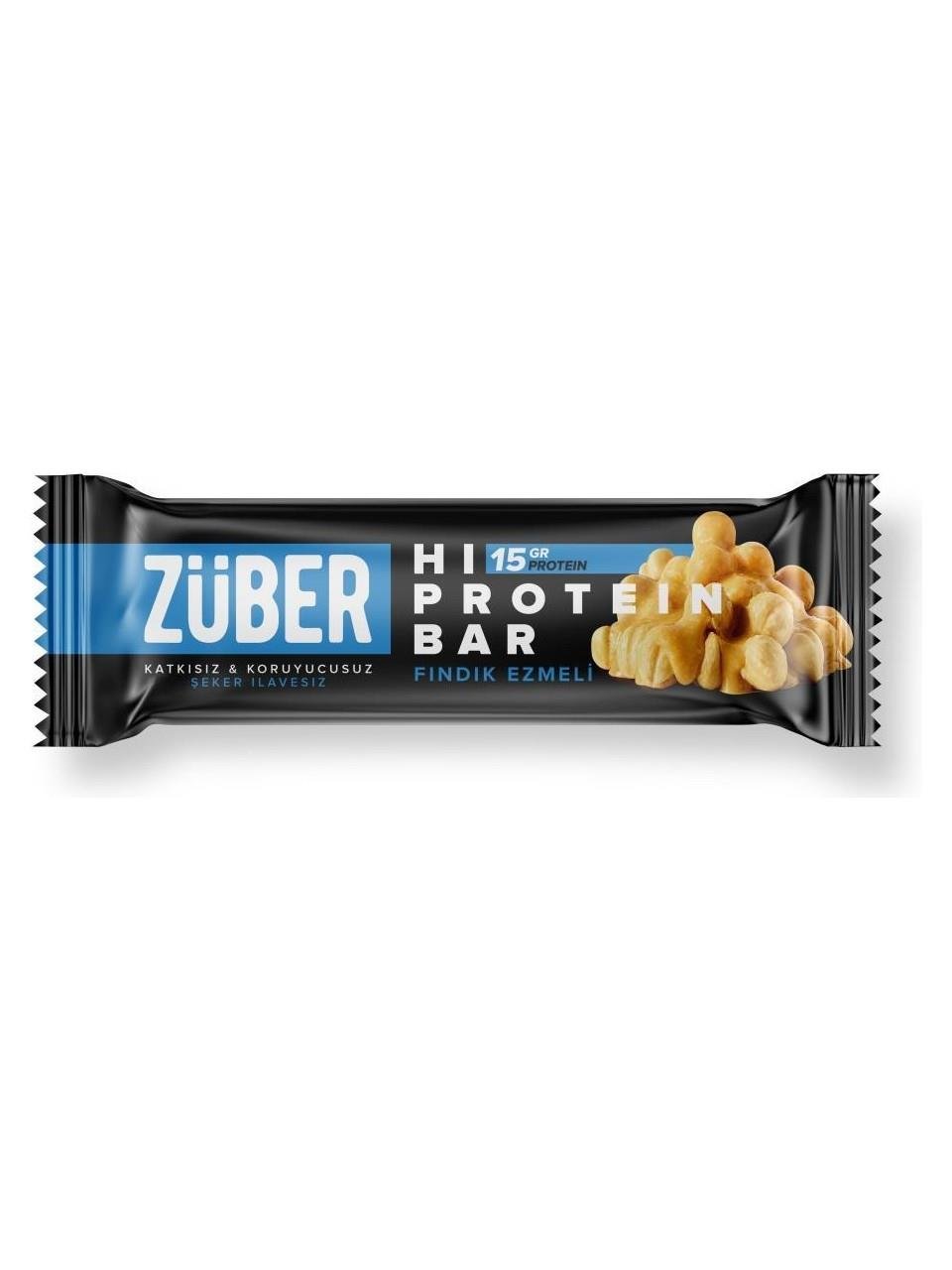 Züber Fındık Ezmeli Yüksek Protein Bar 12 x 45 gr