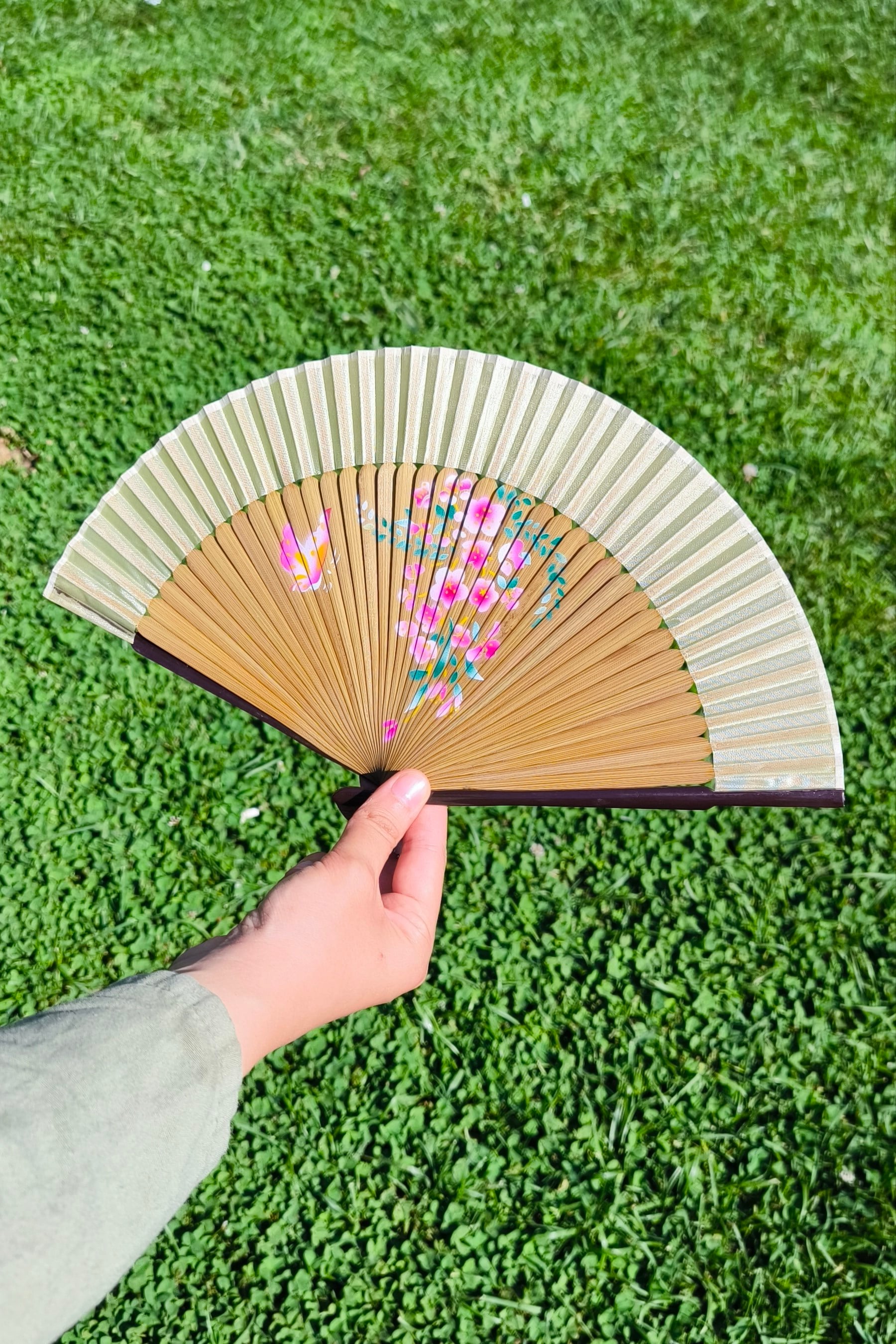 Bambu Yelpaze Kelebek Desen Sarı