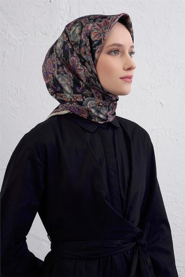 Armine Etnik Desen Saf İpek Sura Eşarp 9416D 81