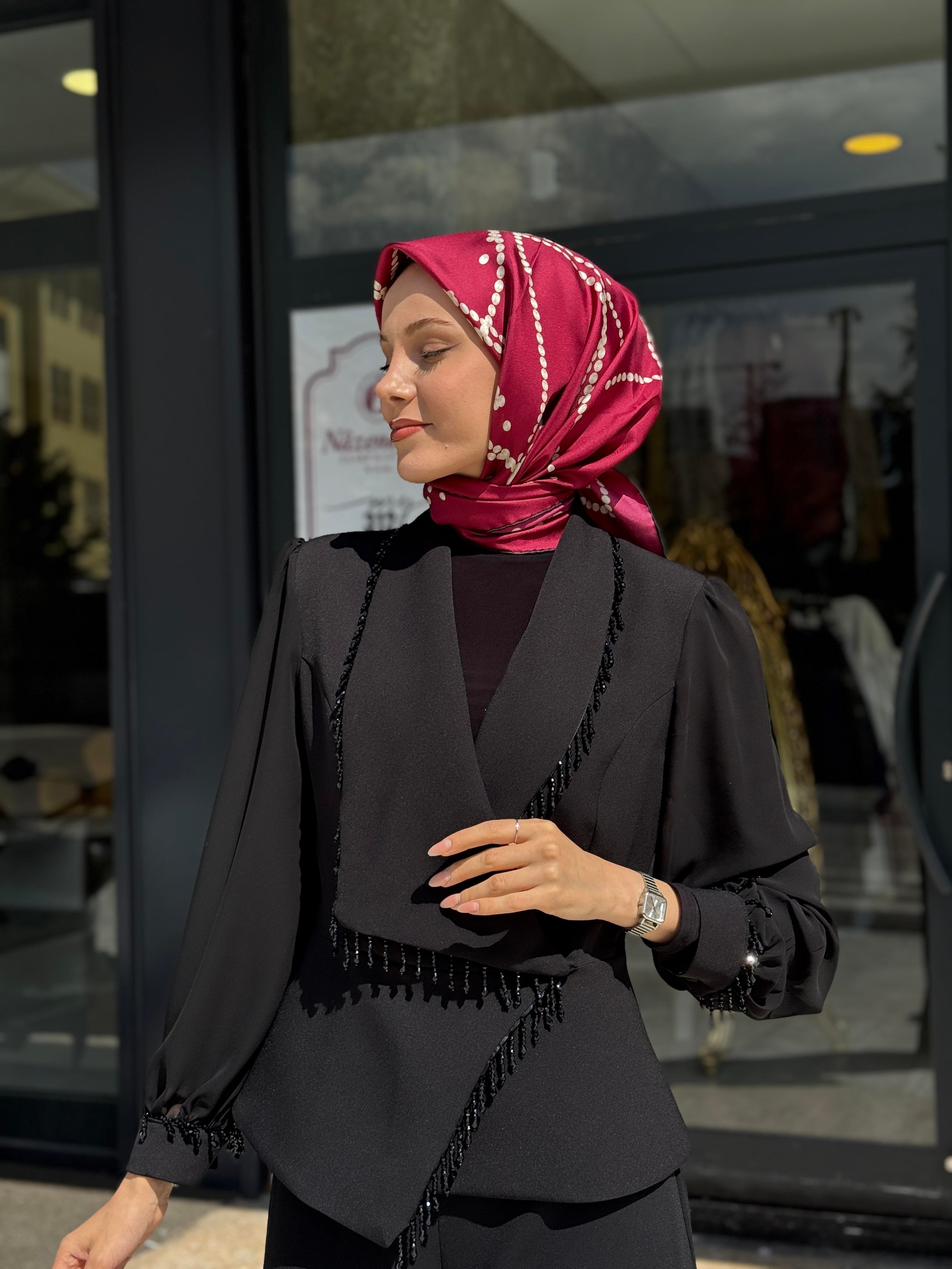 İNCİ DESEN İPEK EŞARP