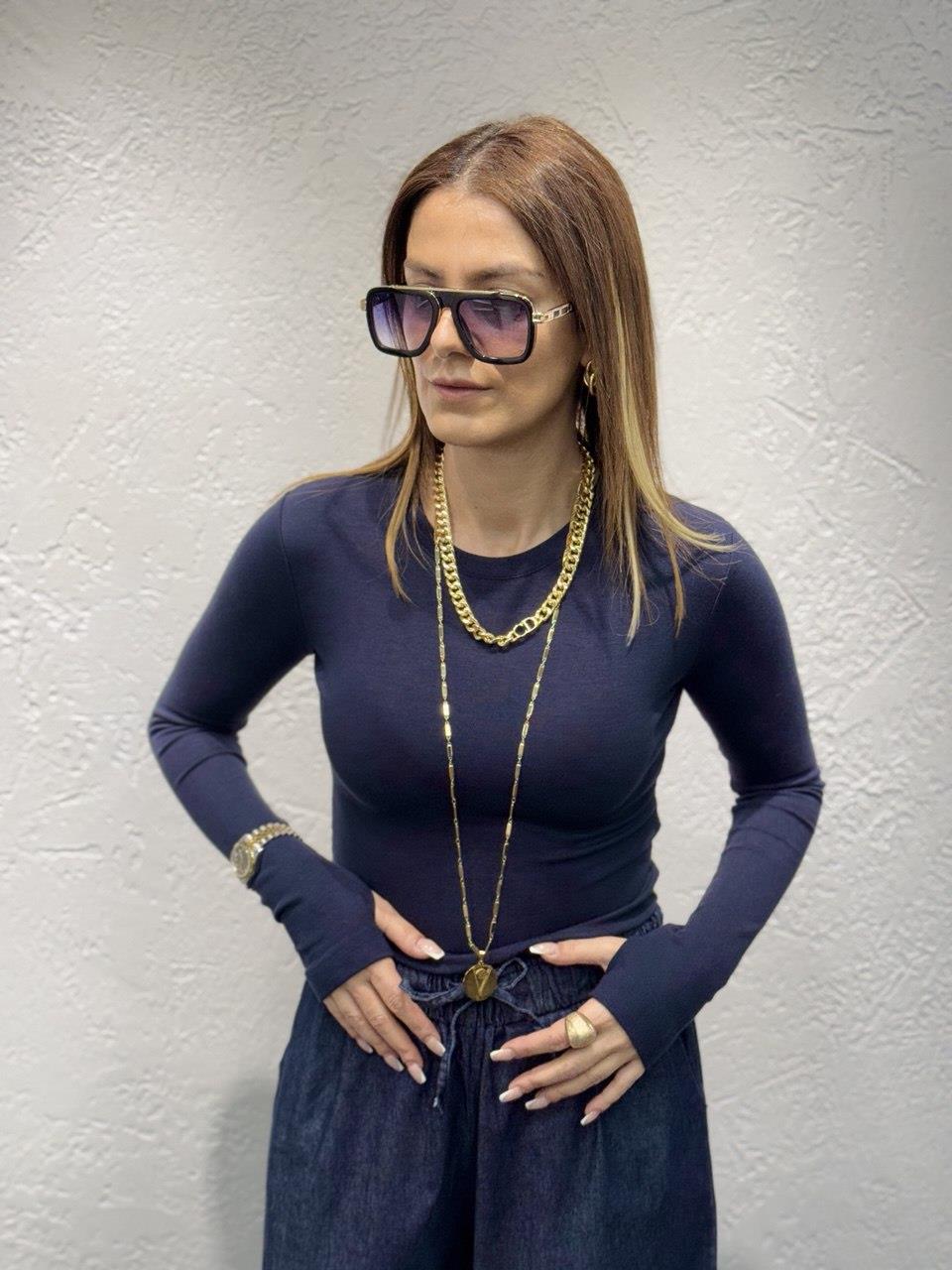 Oysho Parmaktan Geçmeki Body Lacivert
