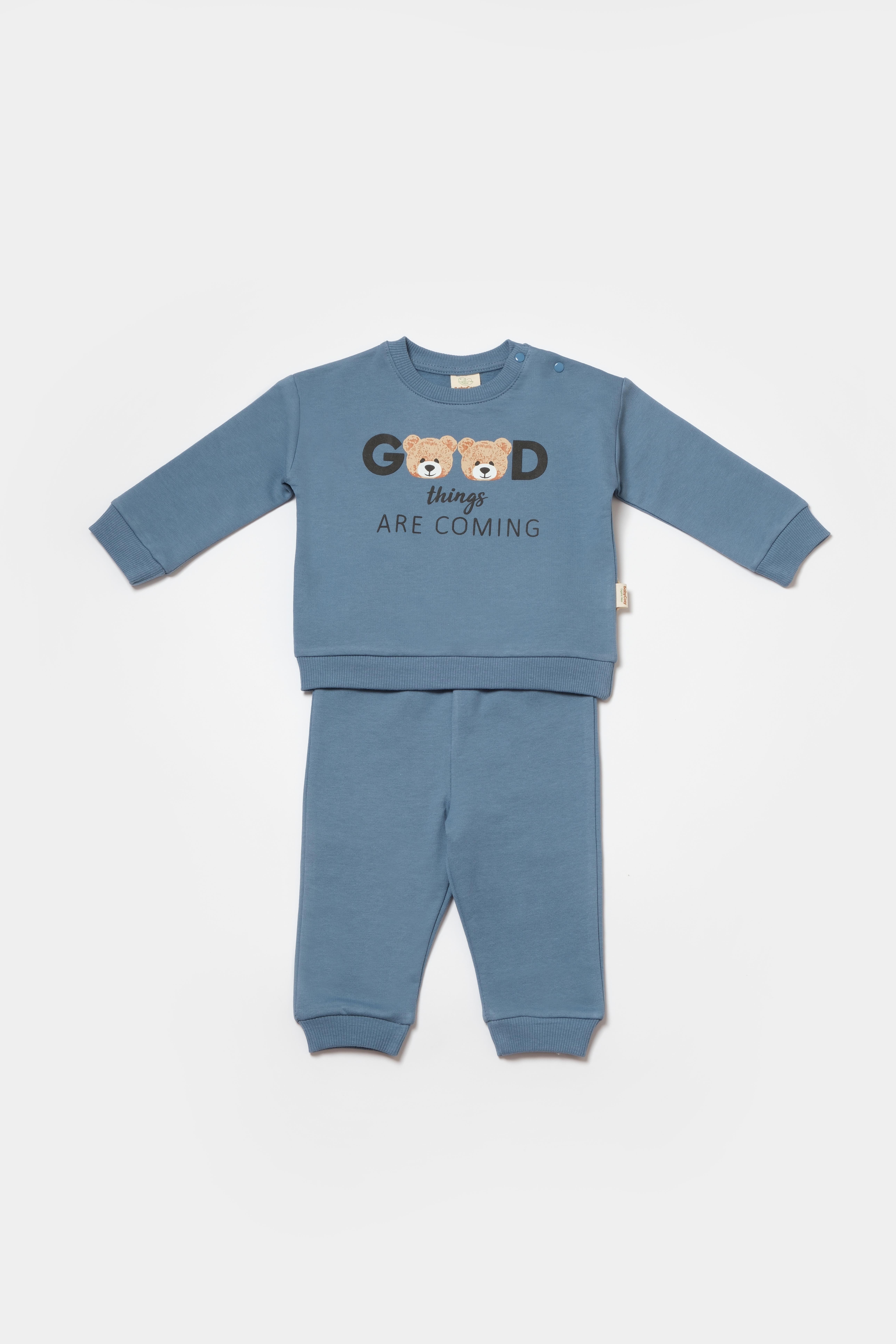 BabyCosy Erke Bebek Ayıcık BaskılıTakım  3-24 Ay Mavi
