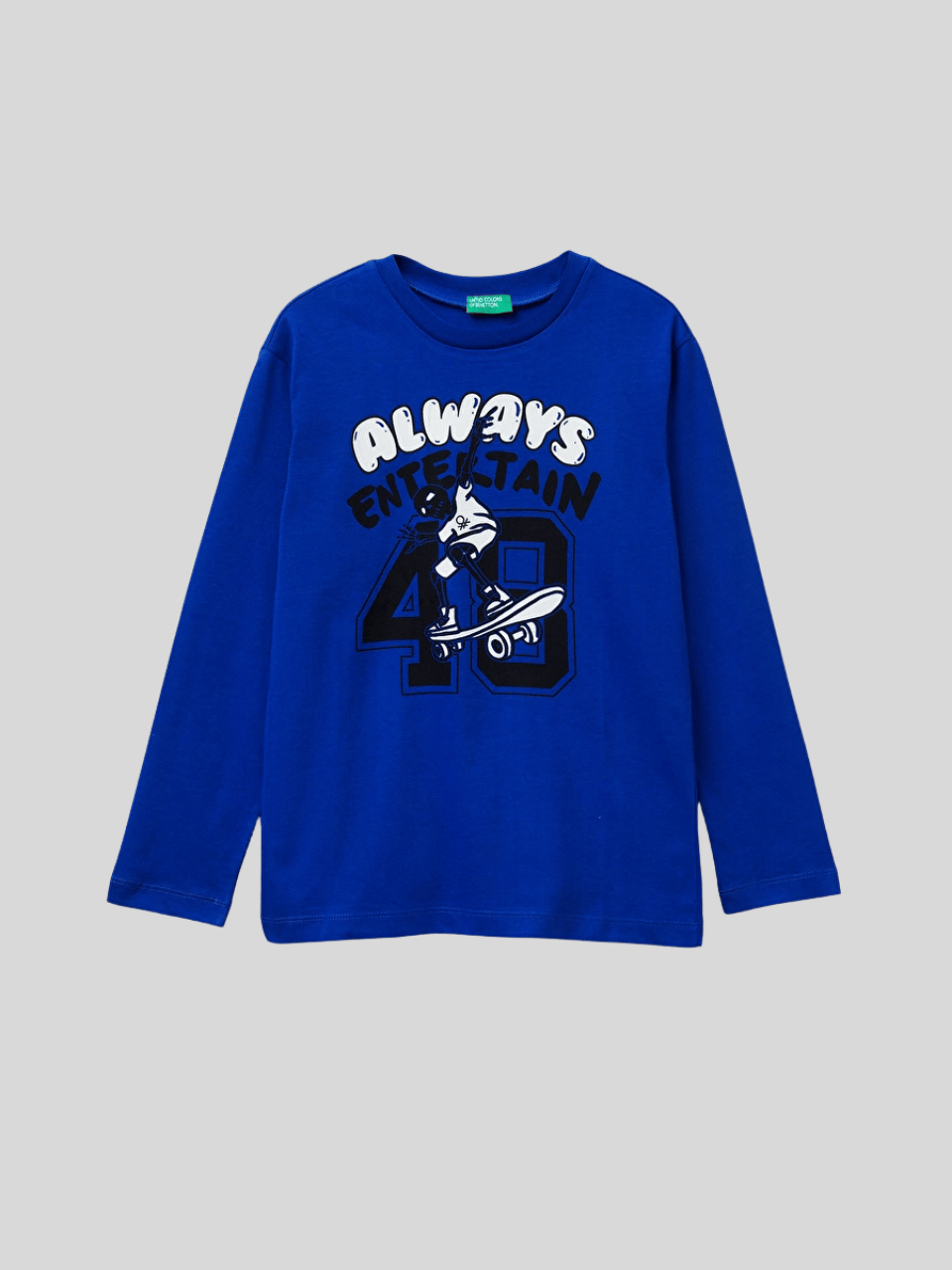 Benetton Erkek Çocuk Baskılı Sweatshirt 6-14 Yaş Mavi