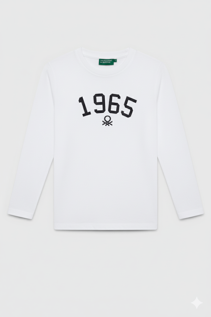 Benetton Erkek Çocuk Baskılı Sweatshirt 4-14 Yaş Ekru
