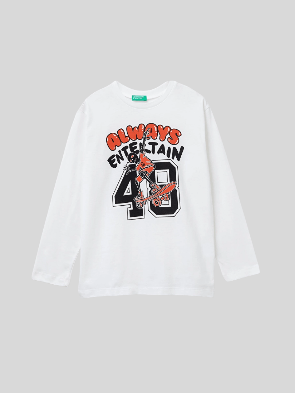 Benetton Erkek Çocuk Baskılı Sweatshirt 6-14 Yaş Ekru