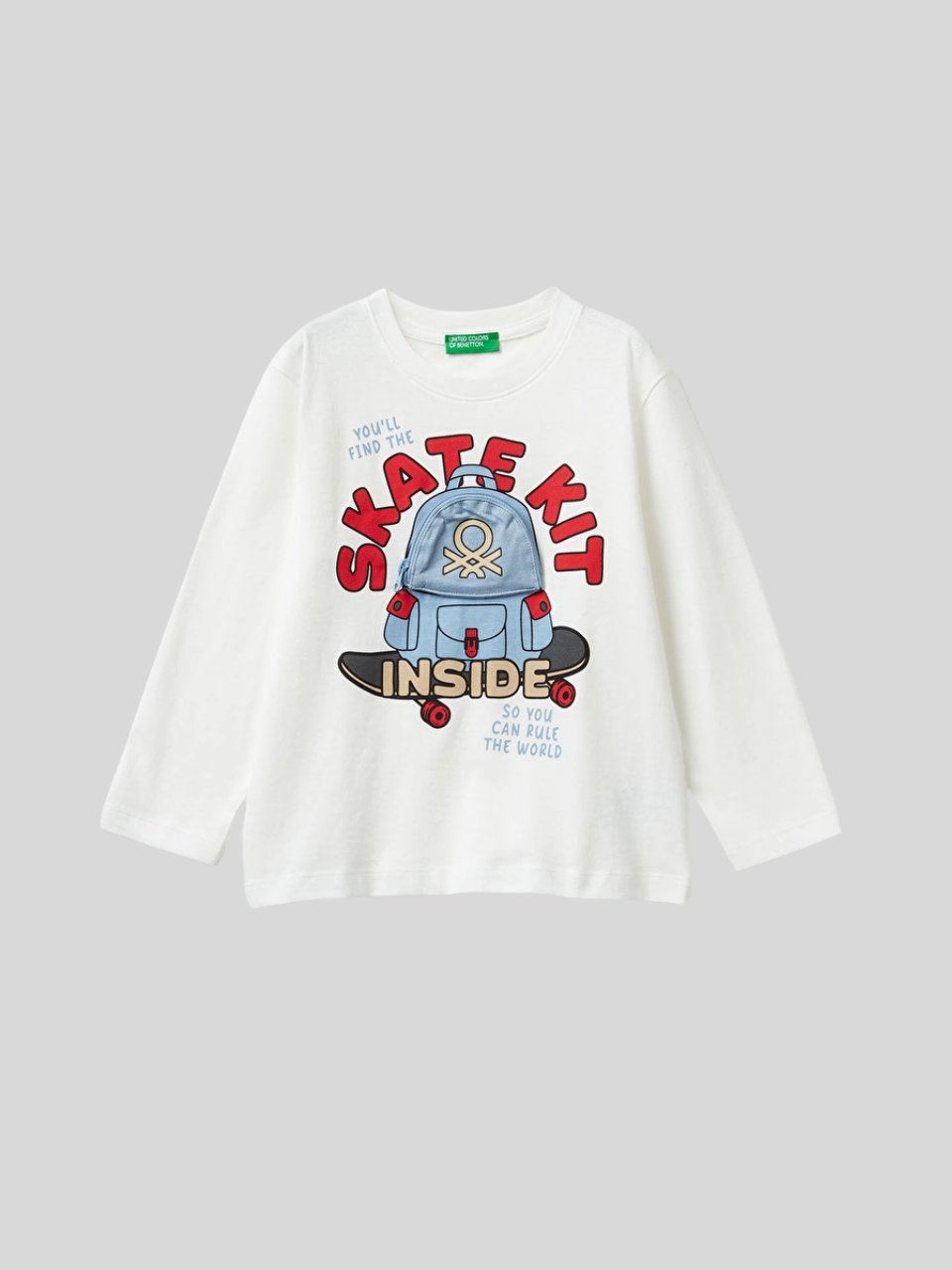Benetton Erkek Çocuk Baskılı Sweatshirt 1-6 Yaş Ekru