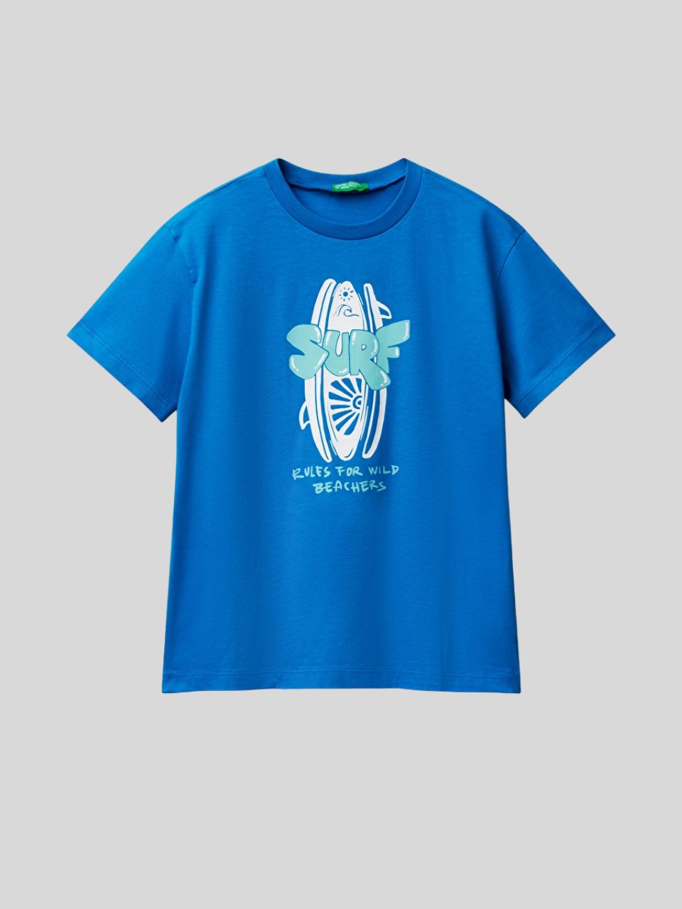 Benetton Erkek Çocuk Baskılı Tshirt 6-14 Yaş Mavi