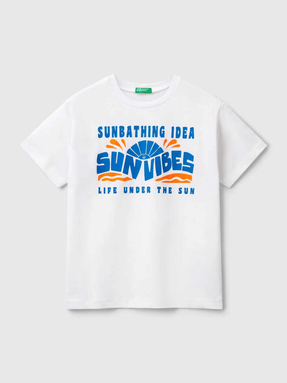 Benetton Erkek Çocuk Baskılı Tshirt 6-14 Yaş Beyaz