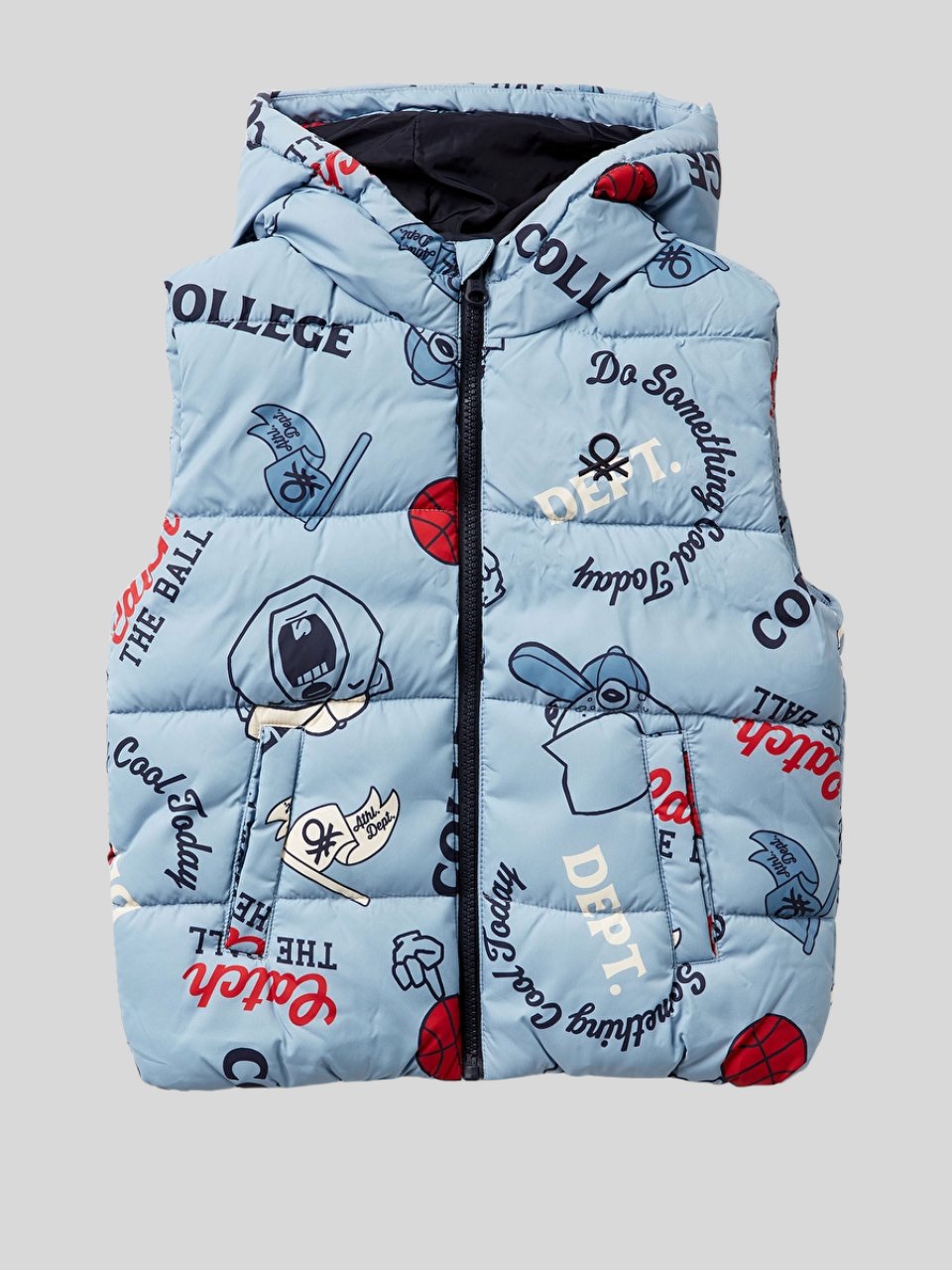 Benetton Erkek Çocuk Baskılı Yelek 1-6 Yaş Mavi