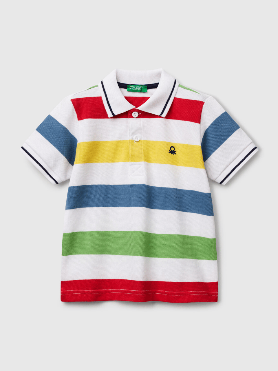 Benetton Erkek Çocuk Çizgili PoloTshirt 1-6 Yaş Beyaz