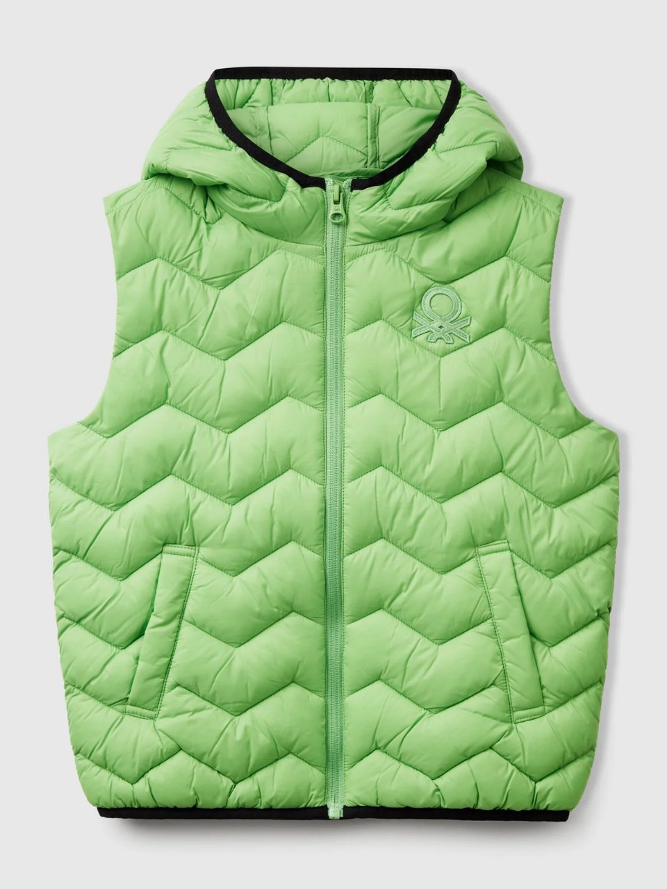 Benetton Erkek Çocuk İşlemeli Pufa Yelek 6-14 Yaş Açık Yeşil