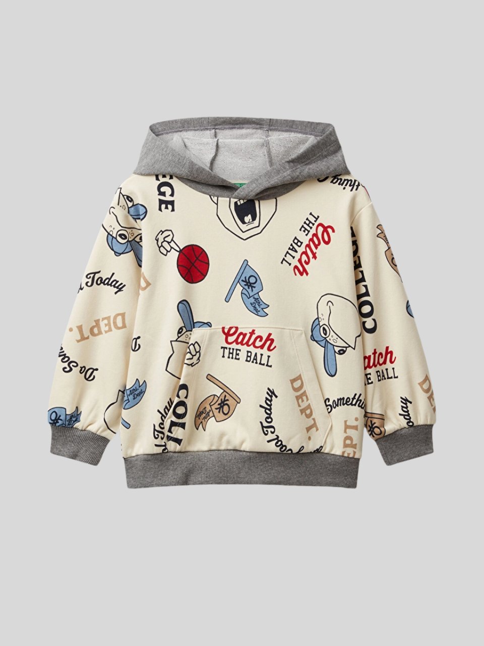 Benetton Erkek Çocuk Kapüşonlu Sweatshirt 6-14 Yaş Krem