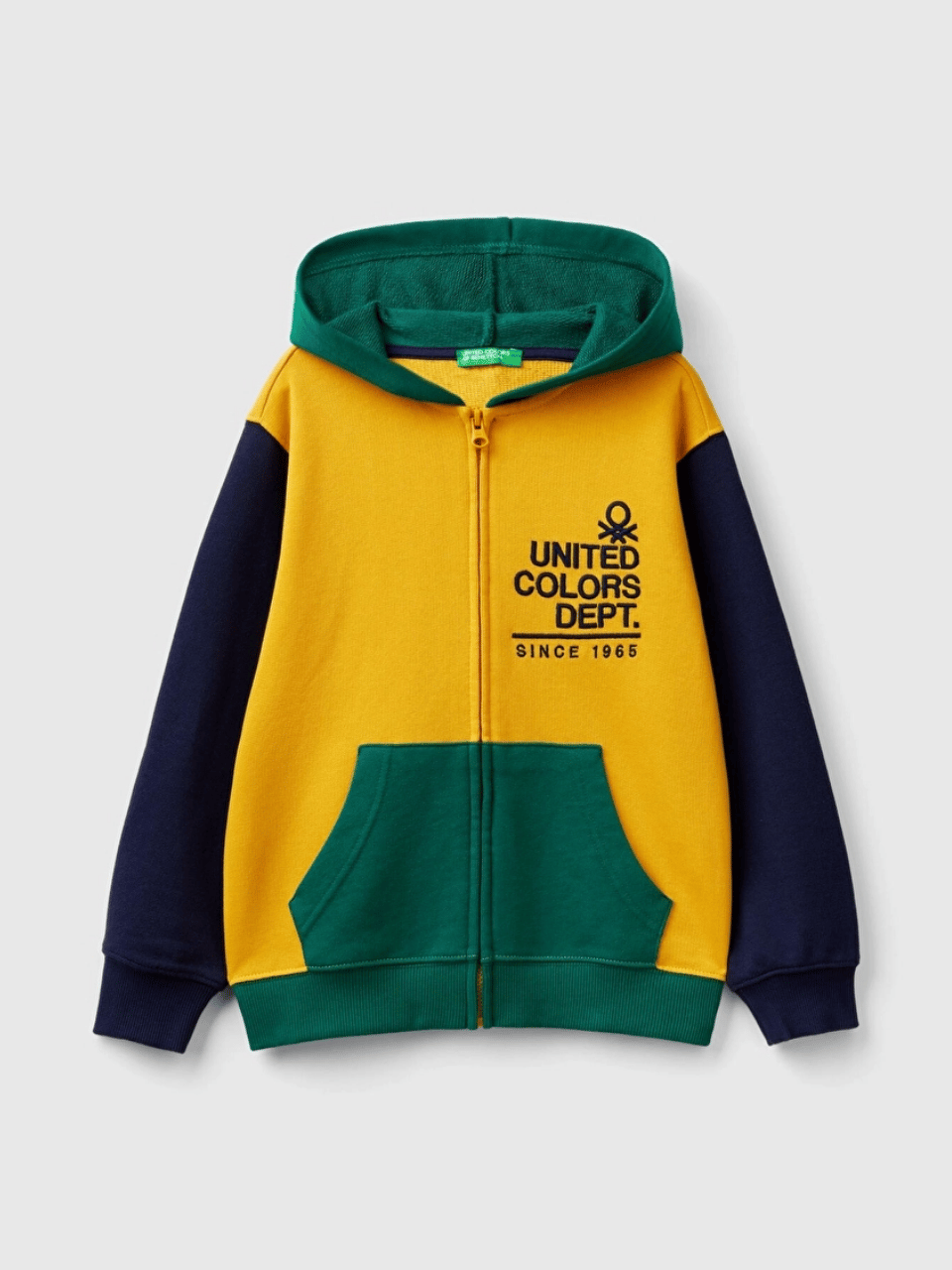 Benetton Erkek Çocuk Logo İşlemeli Fermuarlı Sweatshirt 6-14 Yaş SARI