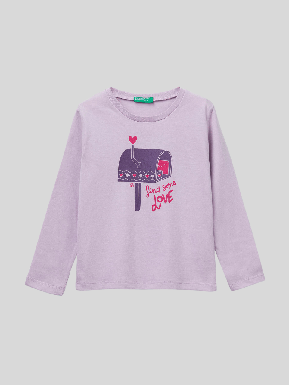 Benetton Kız Çocuk Baskılı Sweatshirt 1-6 Yaş Lila
