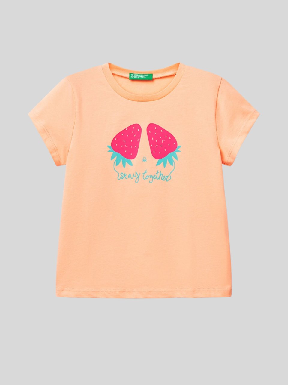 Benetton Kız Çocuk Baskılı Tshirt 1-6 Yaş Somon