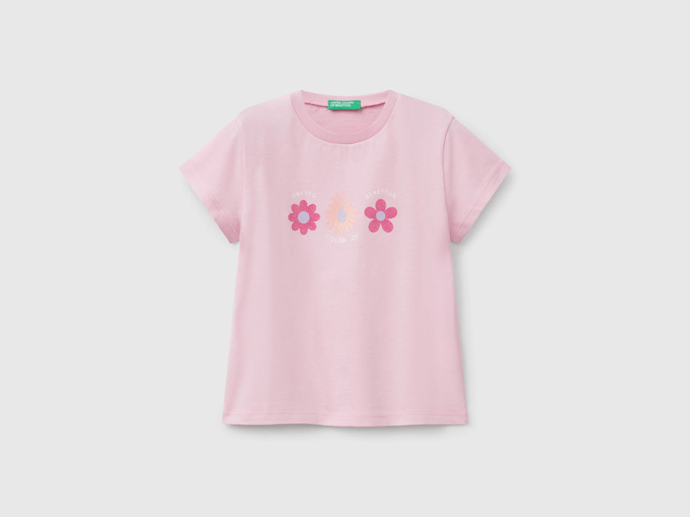 Benetton Kız Çocuk Baskılı Tshirt 1-6 Yaş Açık pembe
