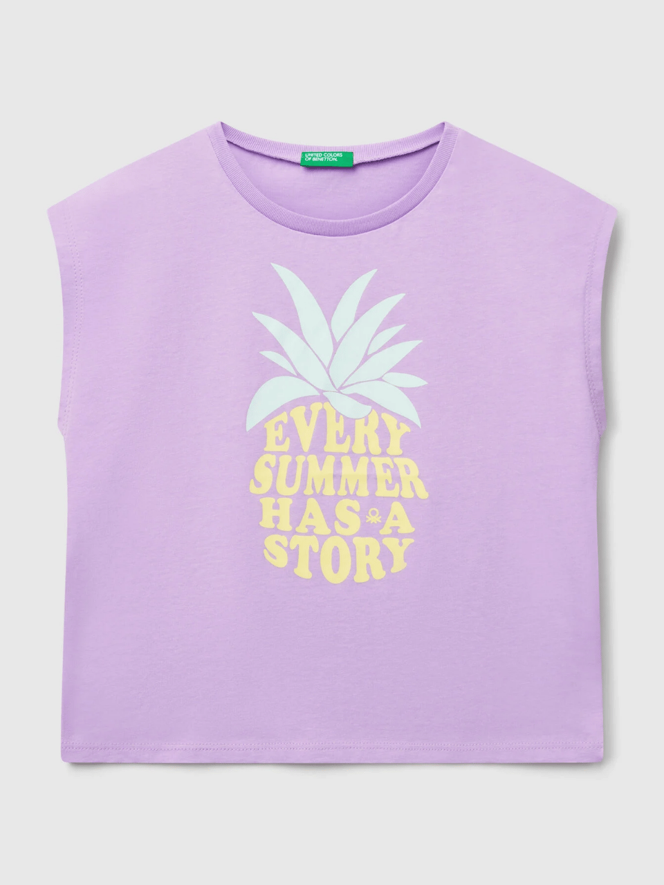 Benetton Kız Çocuk Baskılı Tshirt 6-14 Yaş Lila