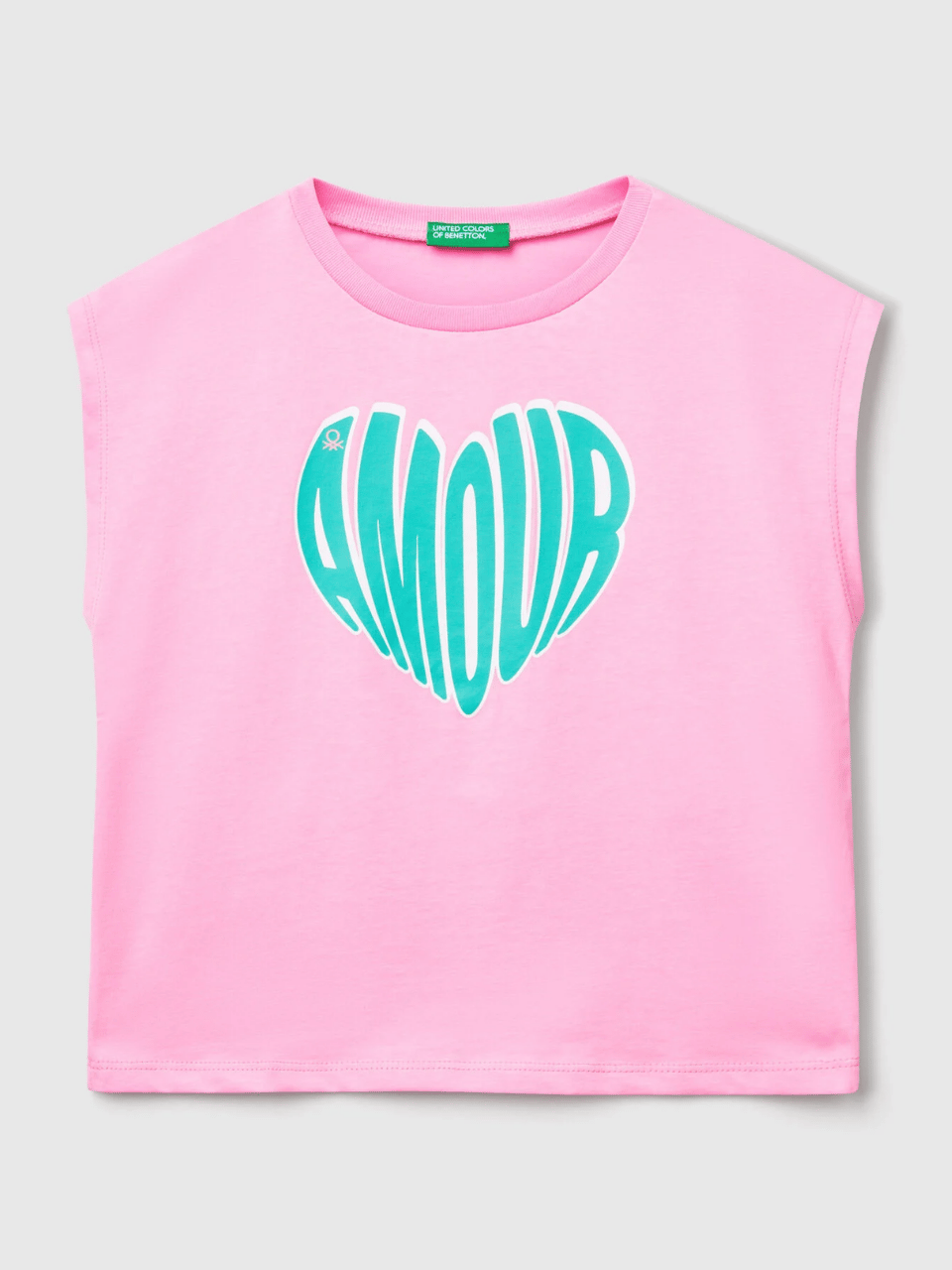 Benetton Kız Çocuk Baskılı Tshirt 6-14 Yaş Pembe